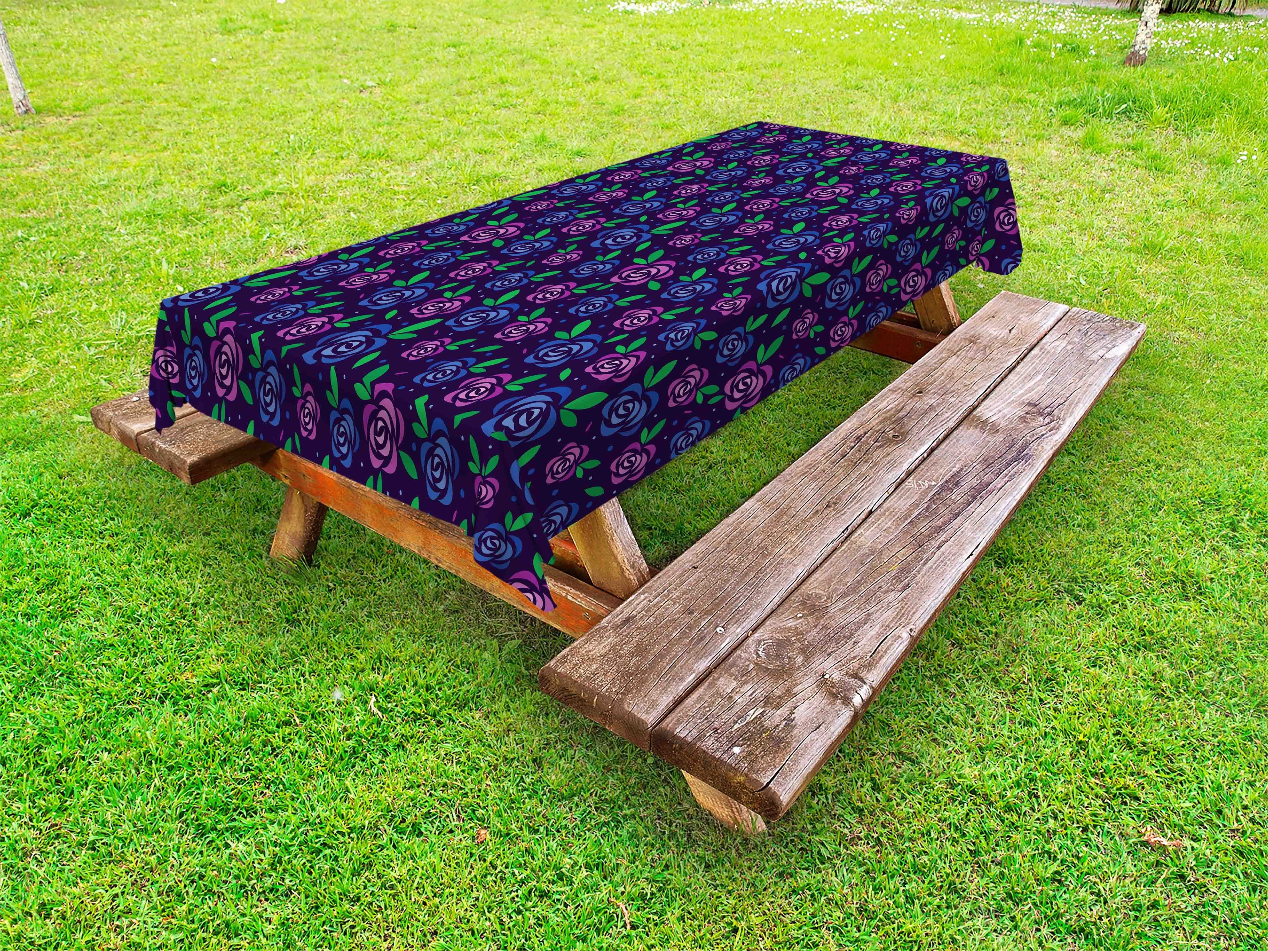 Graphics auf dekorative waschbare Picknick-Tischdecke, Dunkelviolett Dunkelheit Roses Abakuhaus Tischdecke