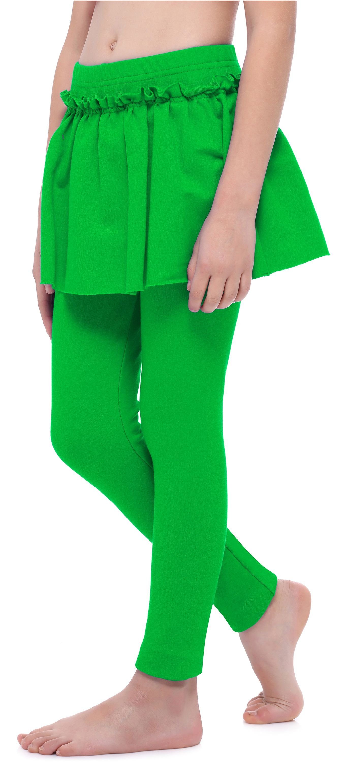 Merry Rock elastischer aus Style Leggings (1-tlg) Lange MS10-255 Baumwolle Mädchen mit Bund Grün Leggings