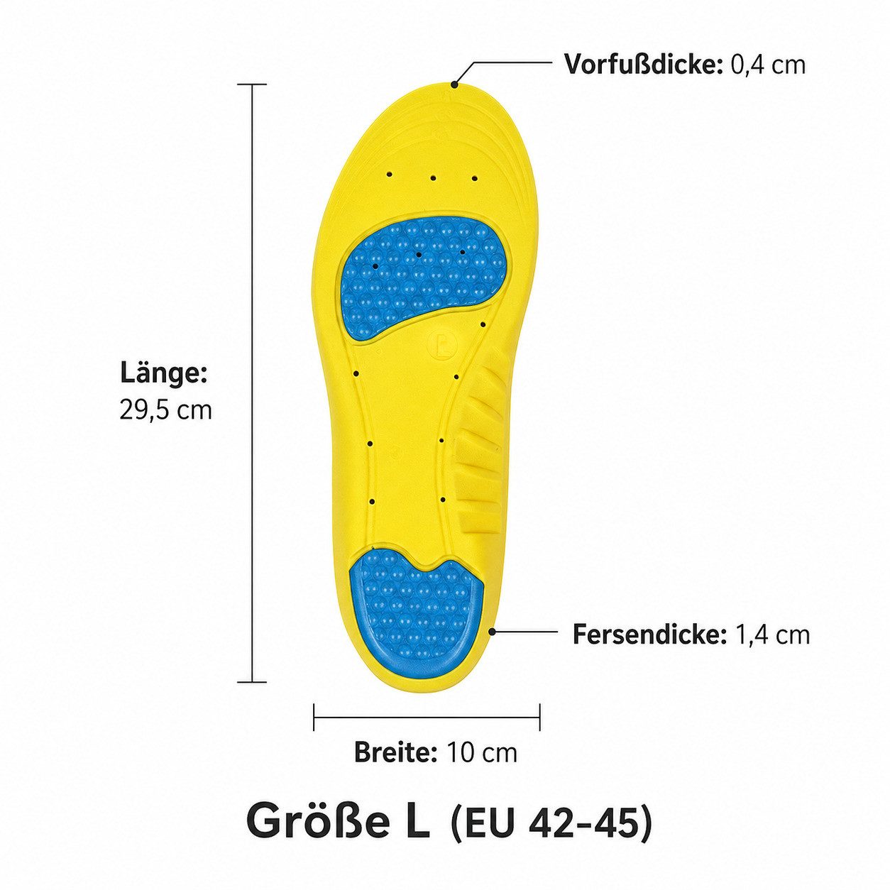 COOL-i ® Einlegesohlen Gel-Sport-Einlegesohlen für Komfort beim Laufen, Wandern & im Alltag, Massage-Einlagen mit Fußgewölbestütze & Stoßdämpfung