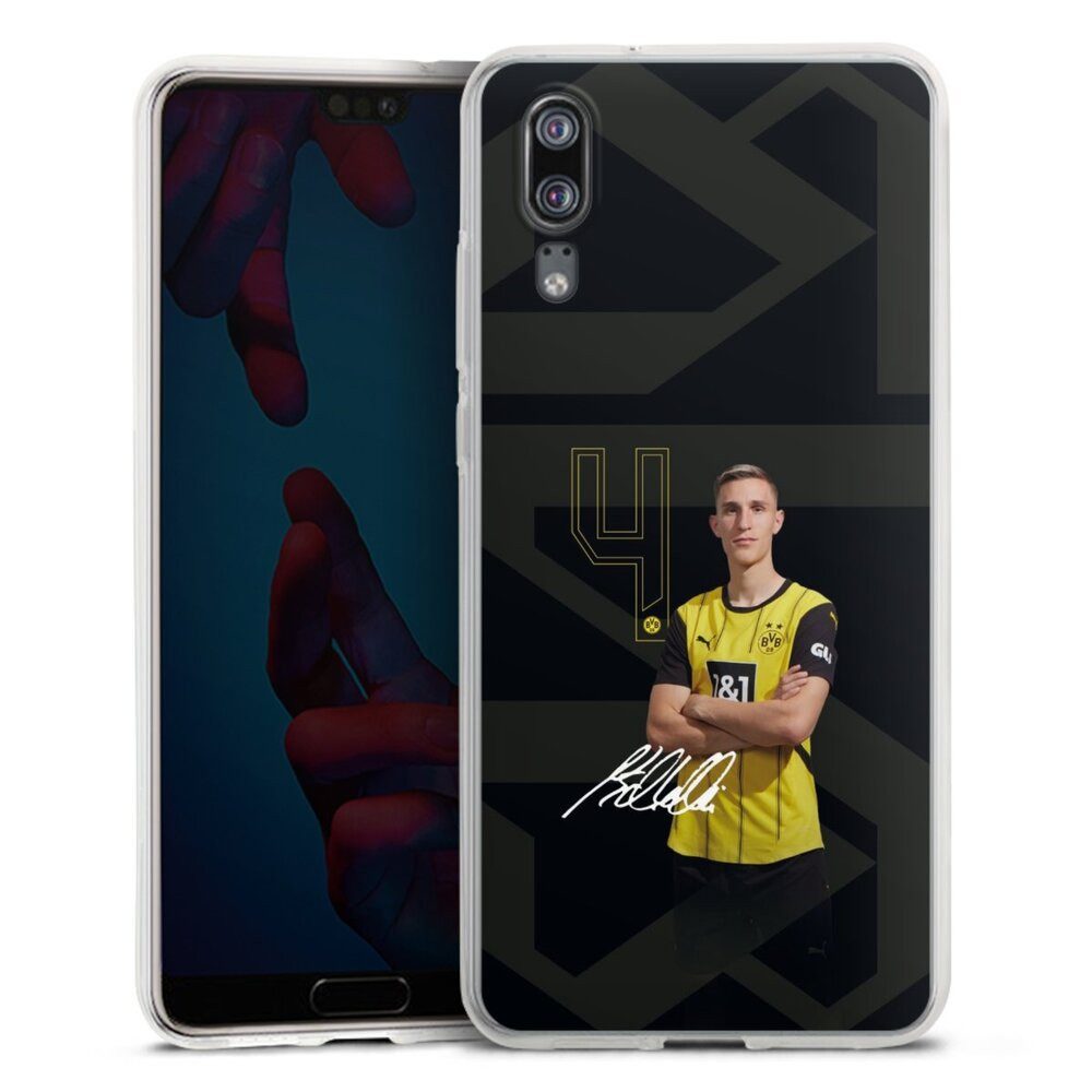 DeinDesign Handyhülle Borussia Dortmund Nico Schlotterbeck Offizielles Lizenzprodukt, Huawei P20 Silikon Hülle Bumper Case Handy Schutzhülle