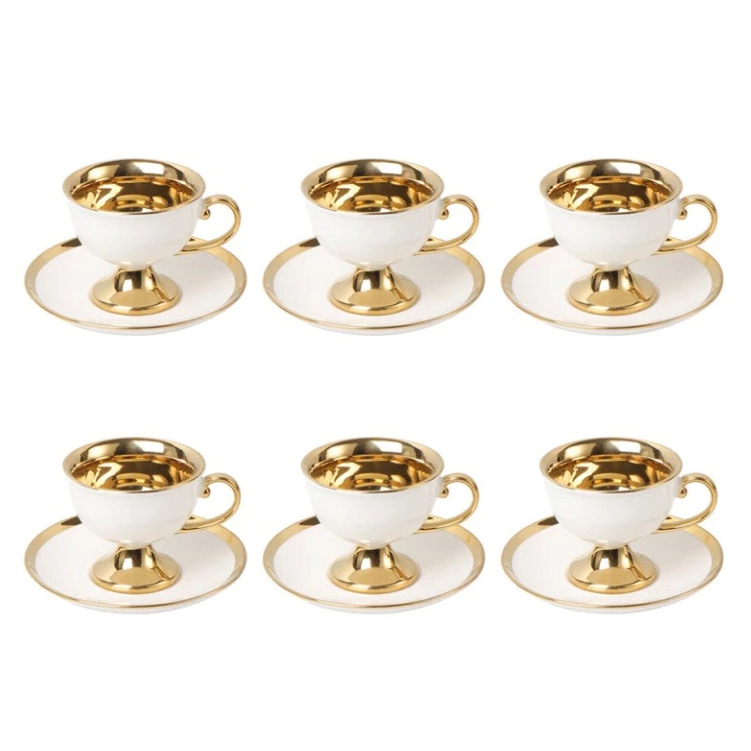 Cinar Кофейный сервиз Luxus Gold Kaffeetassen 12 TLG für 6 Personen Espressotassen, 6 Personen, 12 Teile für 6 Personen