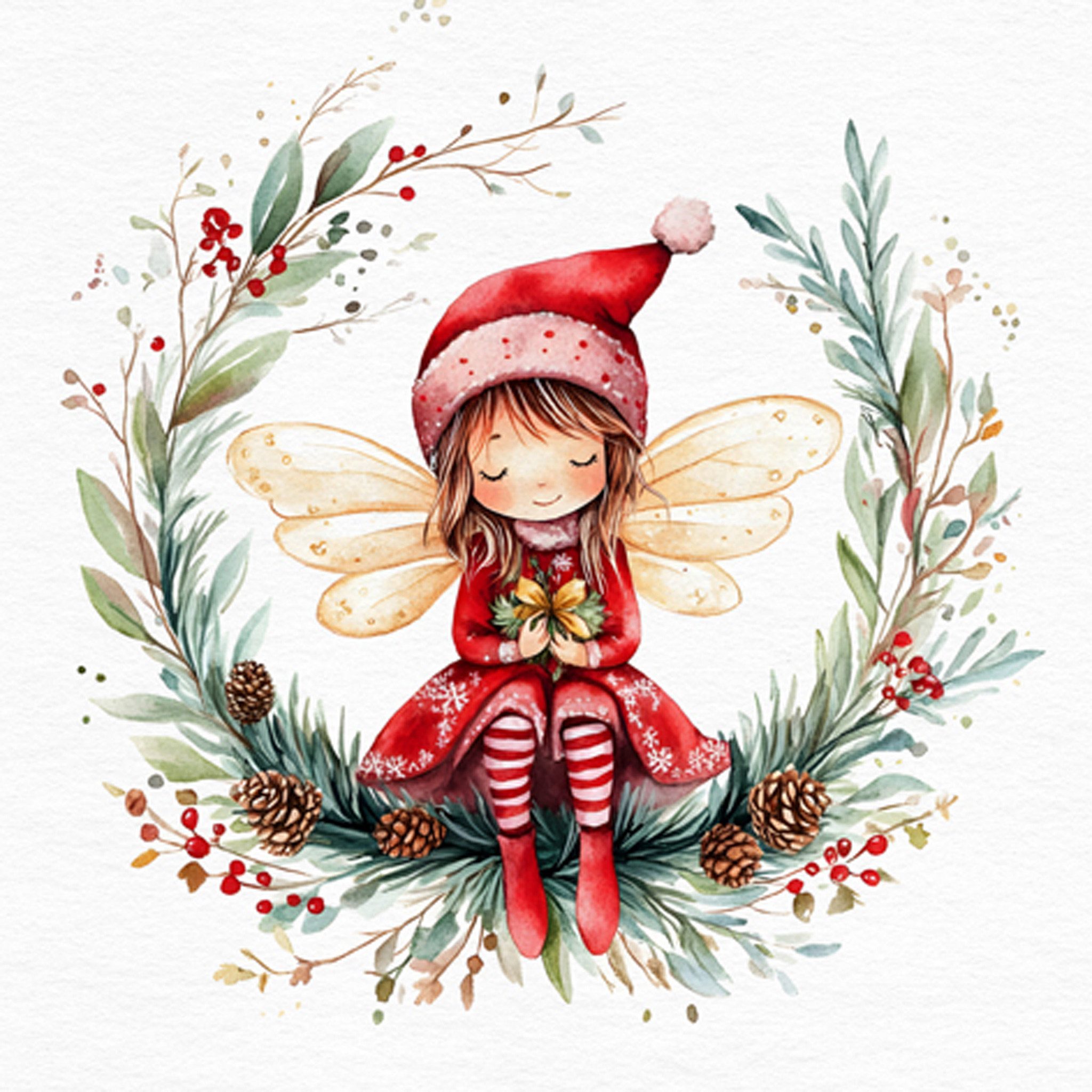 ti-flair Papierserviette, Servietten Papier 33x33cm 3-lagig Engelmädchen 20 Stück - Rot / Grün