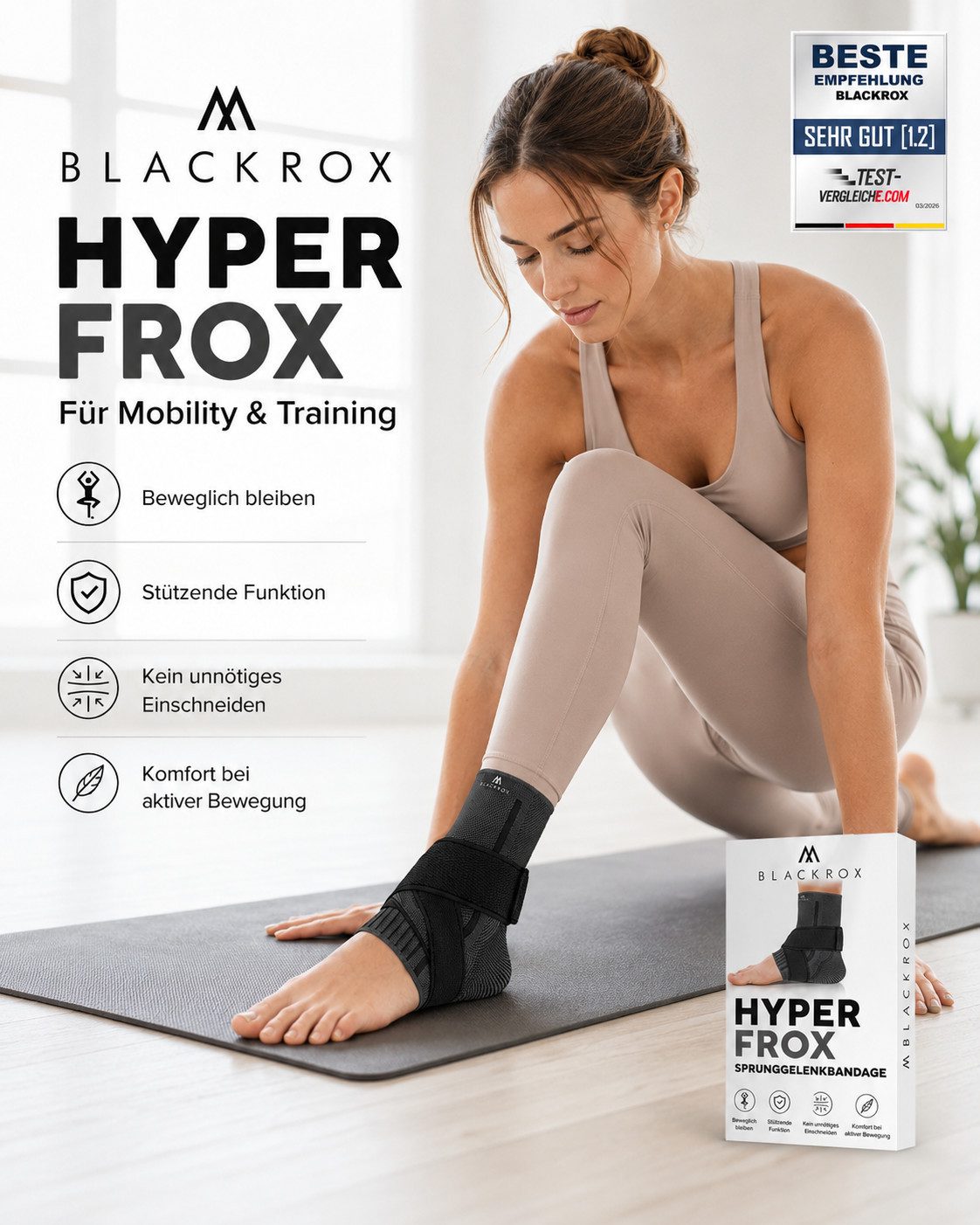 BLACKROX Fußbandage [Vergleichssieger 2026] Hyper Frox, Gr. S-XL, Damen und Herren