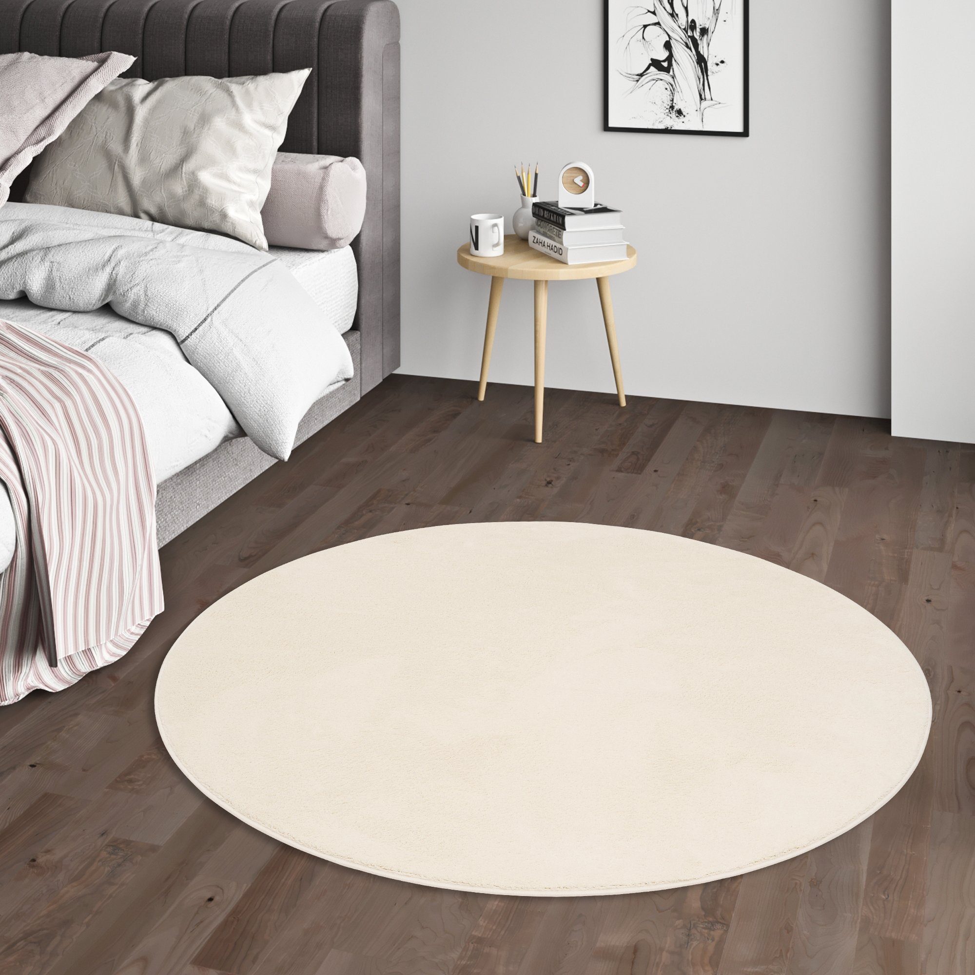 Pergamon Luxus Super Soft Hochflor Teppich Melia Rund Creme 120x120cm günstig online kaufen