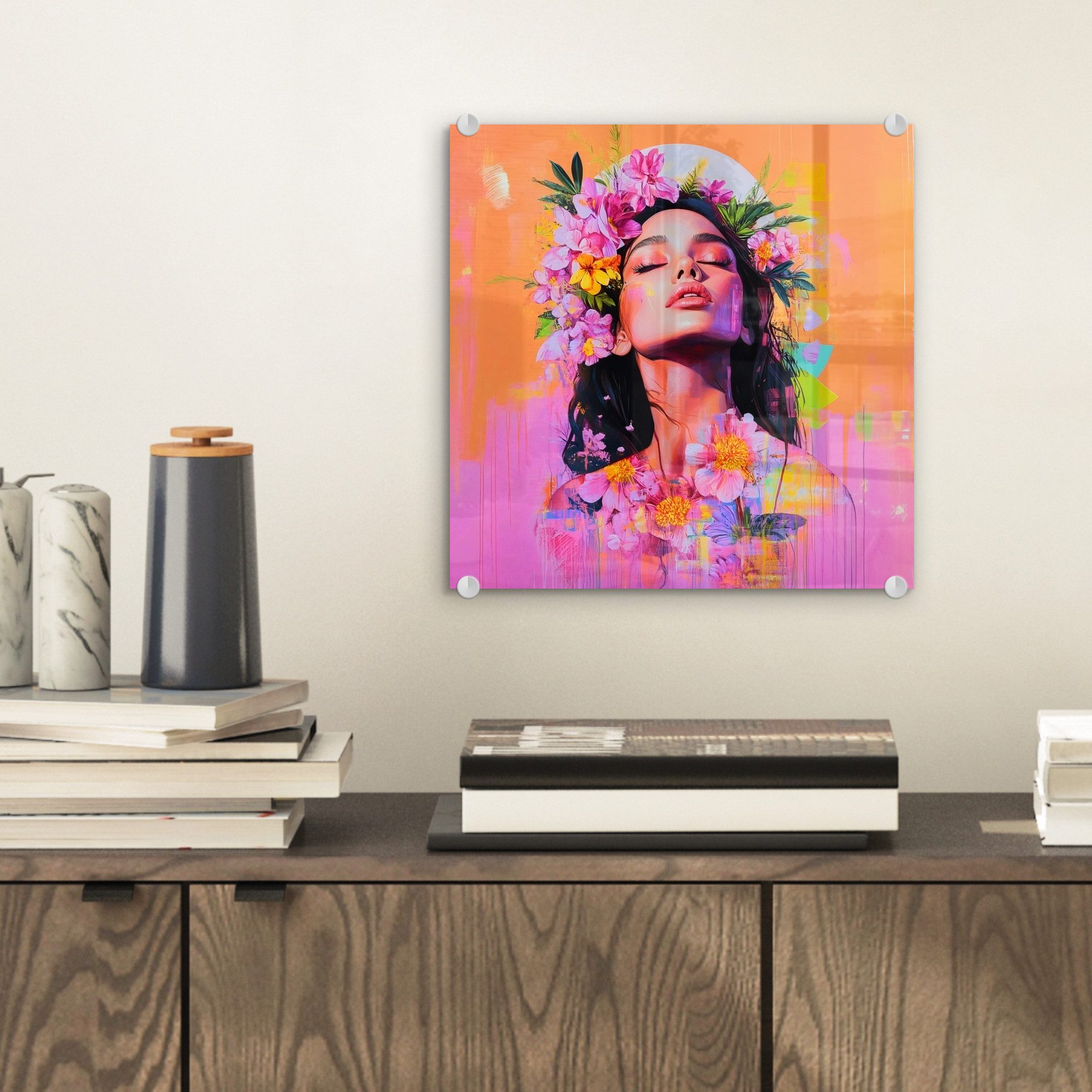 MuchoWow Acrylglasbild Porträt - Blumenkrone - günstig online kaufen