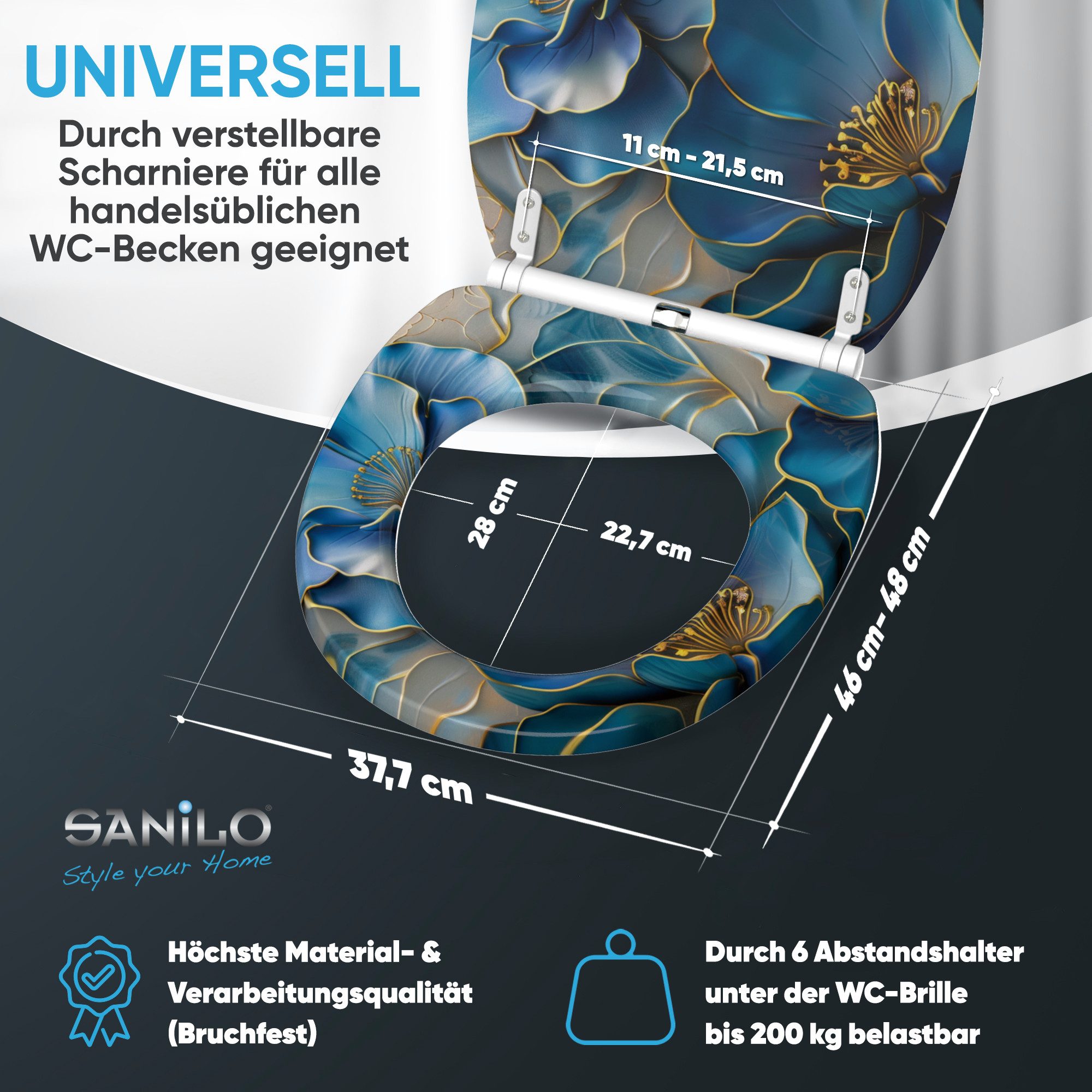 Sanilo WC-Sitz mit Absenkautomatik & Top Fix in vielen Designs, hochwertig, abnehmbar, leichte Montage von oben, mit Schraubenzieher – Bild 4 von 5
