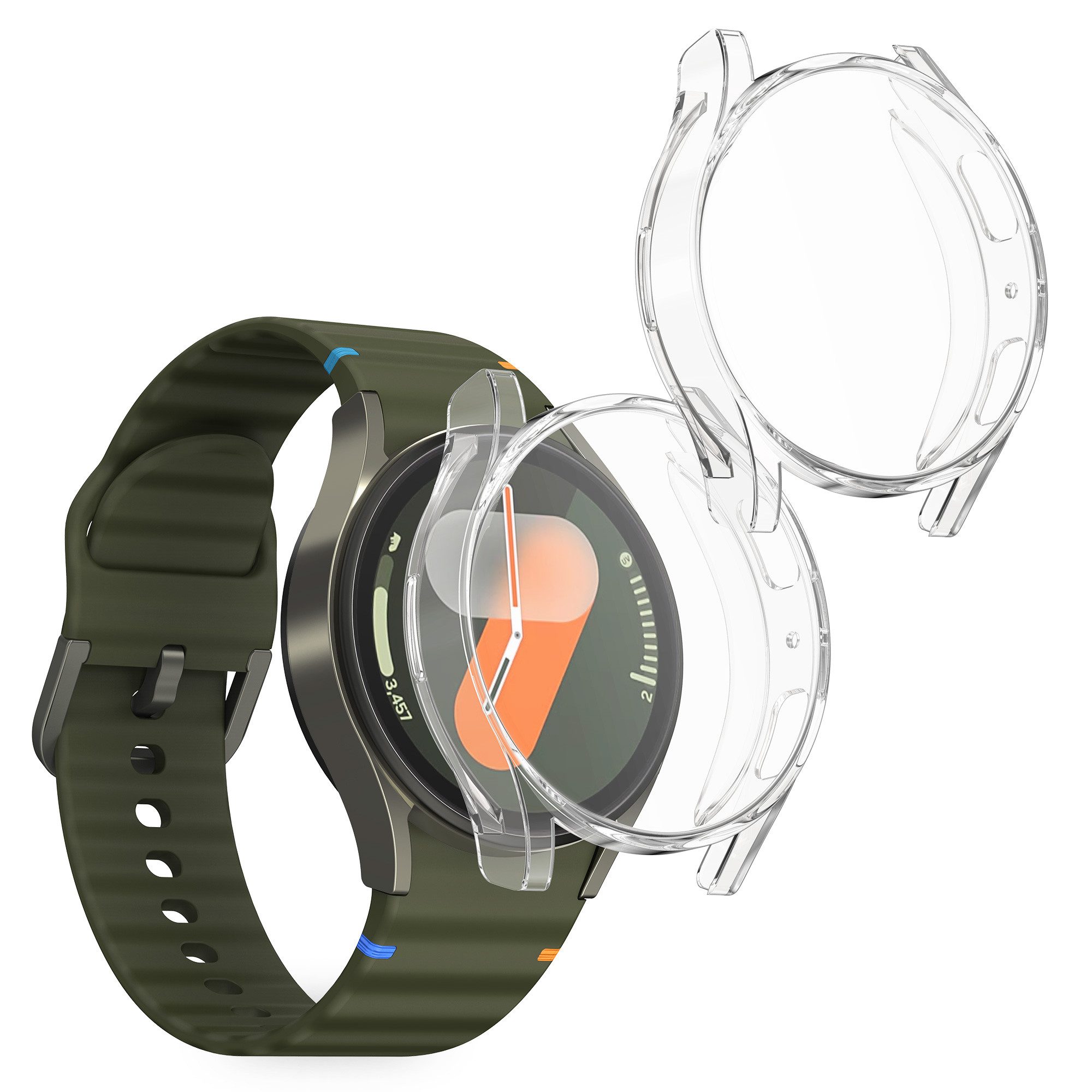 kwmobile Smartwatch-Hülle 2x Silikon Hülle für Samsung Galaxy Watch 7 40mm, Schutzhülle Fullbody Display Cover Set aus Silikon