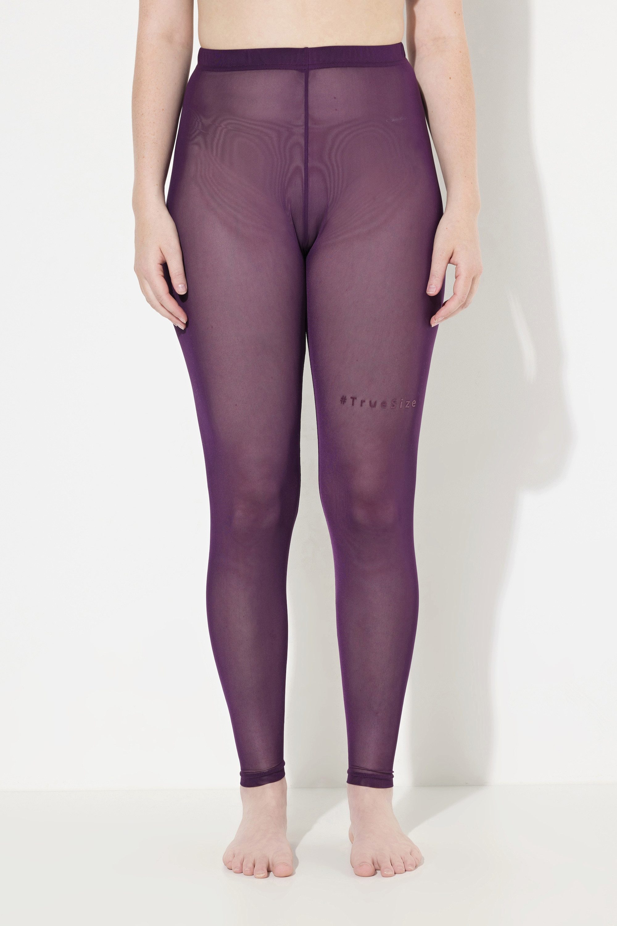 Feinstrumpfhose Strumpf-Leggings Mesh Schriftzug Flockdruck