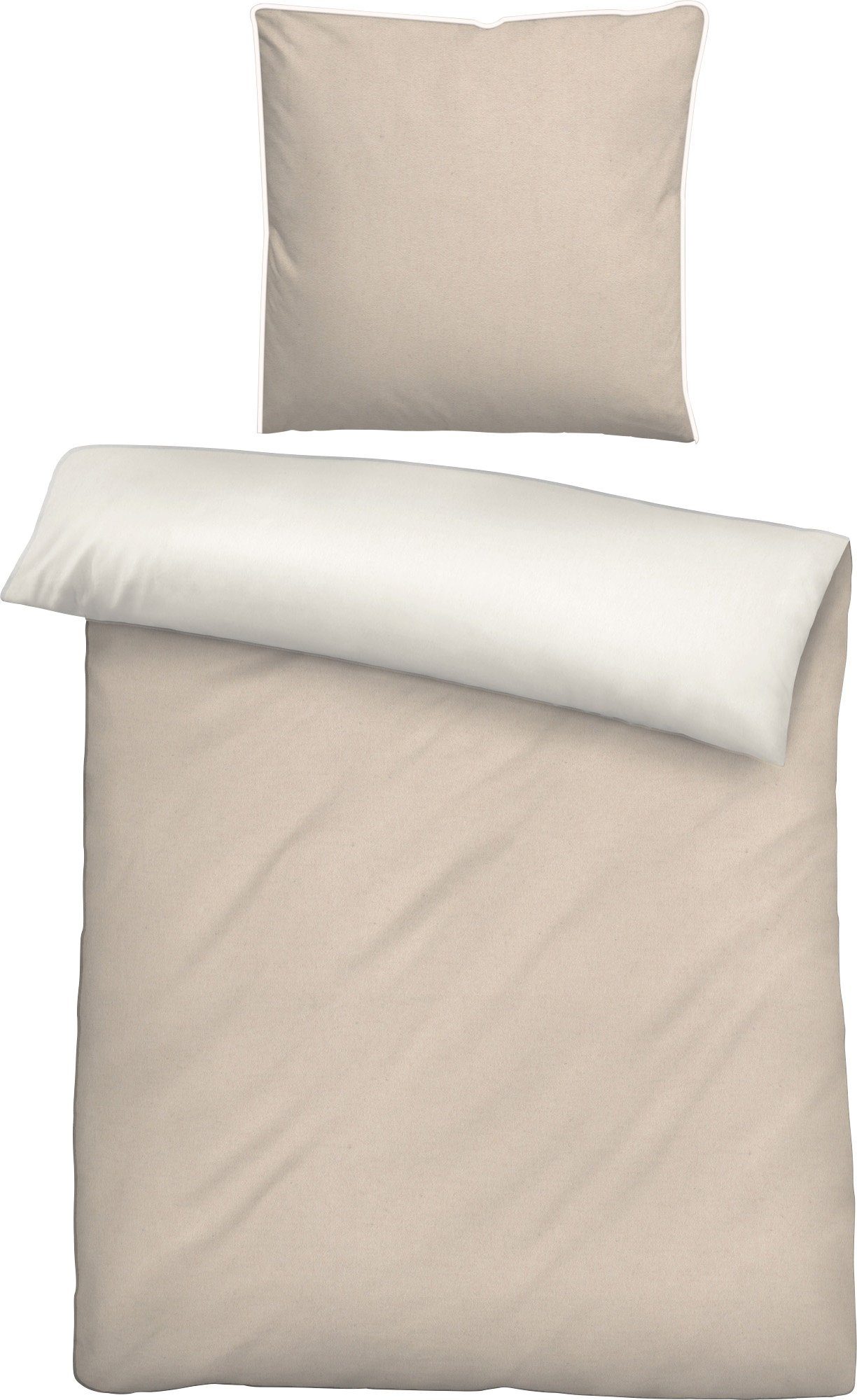 Biberna Bettwäsche Wendebettwäsche, Biber, 2 teilig, Melange-Flanell Uni