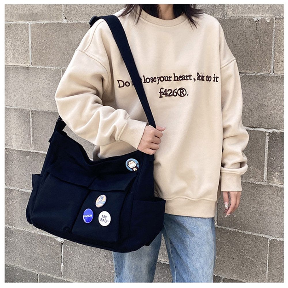 Zaewry Schultertasche Canvas Messenger Bag Umhängetasche Crossbody Schulter Tote Hobo Bag, für Frauen und Männer - Große Tasche mit mehreren Fächern