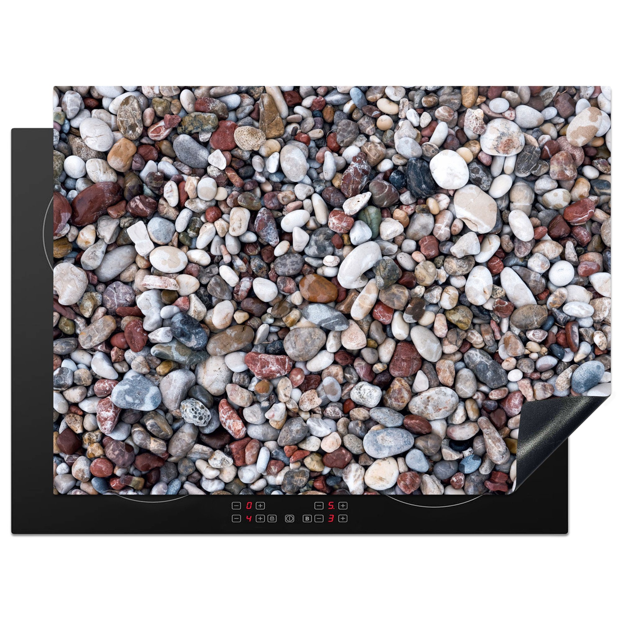 MuchoWow Herdblende-/Abdeckplatte Kies - Induktionsschutz - Felsbrocken - Steine, Vinyl, (1 tlg), 70x52 cm, Mobile Arbeitsfläche nutzbar, Ceranfeldabdeckung