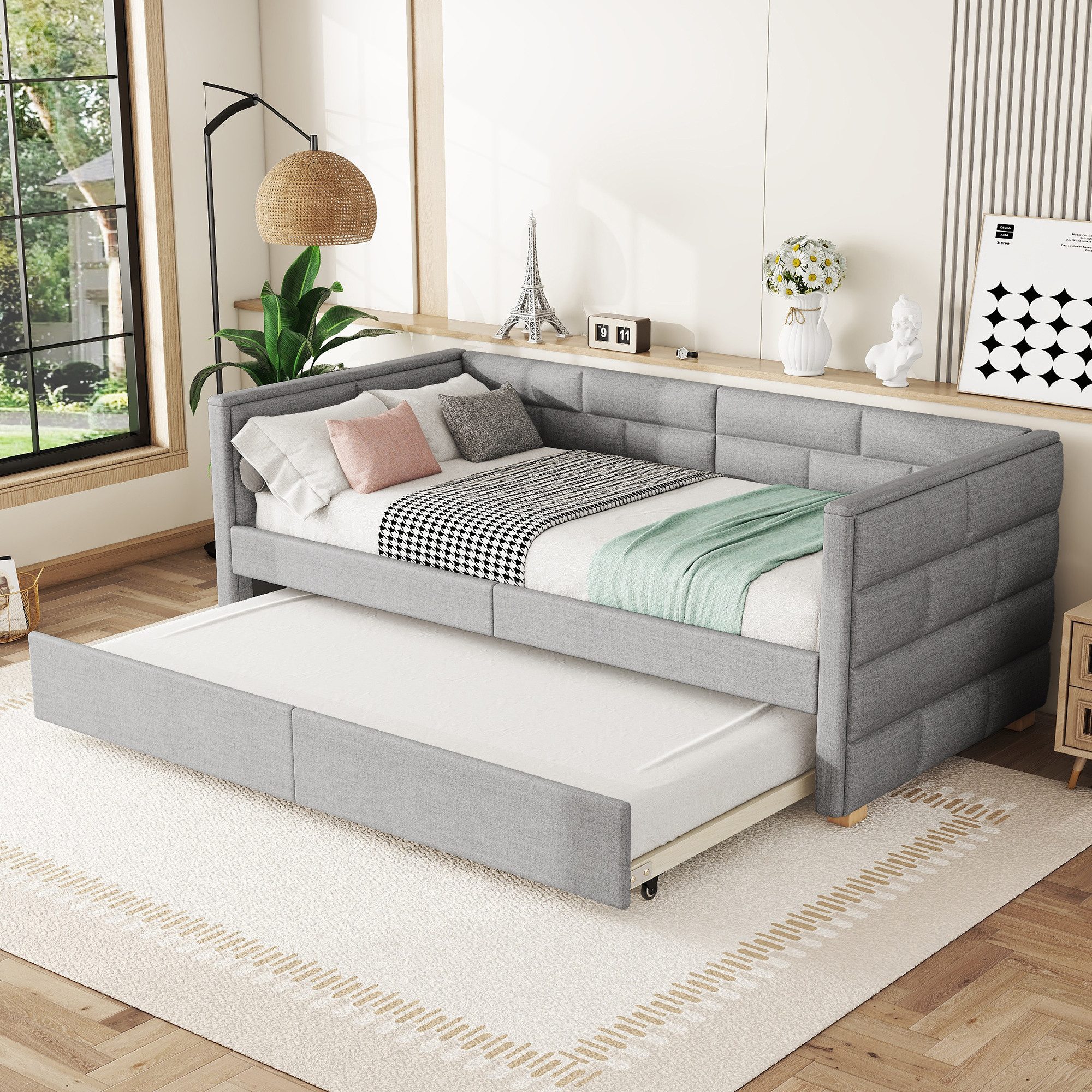 HAUSS SPOLE Polsterbett 90x200cm mit ausziehbarem Bett, minimalistisches St günstig online kaufen