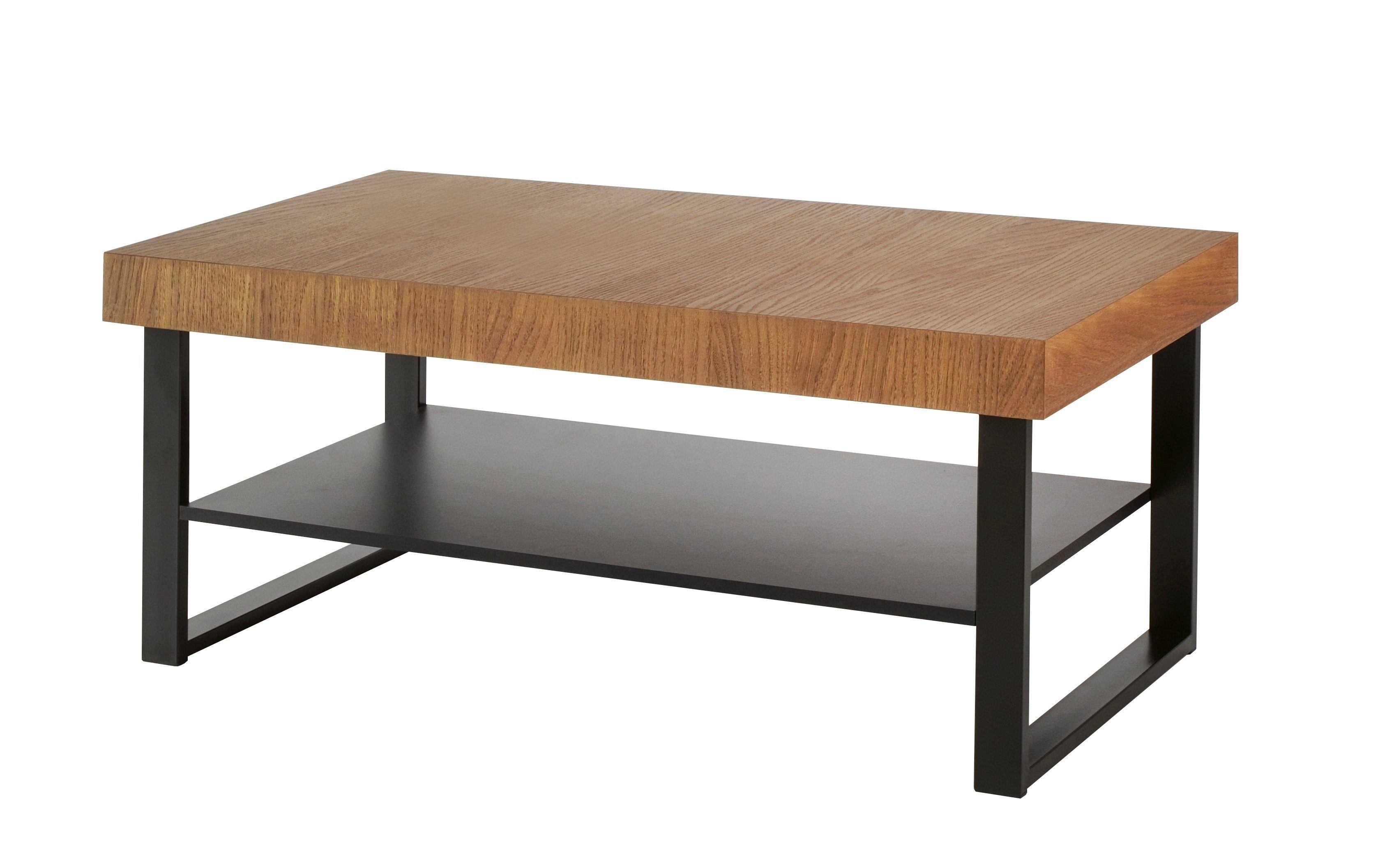 Stylefy Couchtisch Perfecto Massivholz Eiche Metall Skandinavisch Beistelltisch), unter Design, Stauraum Tischplatte, Rustikal Massivholz, (Wohzimmertisch, aus