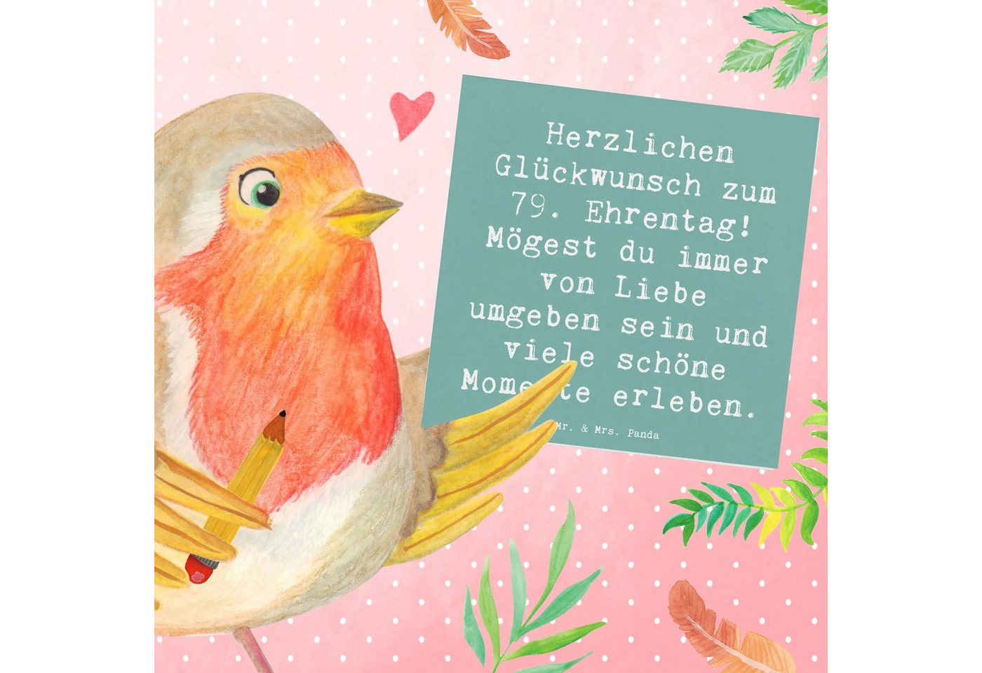 Thumbnail - Mr. & Mrs. Panda Grußkarte Spruch 79. Geburtstag Glückwünsche - Meeresbrise - Geschenk, Lächeln, Liebevolle Designs