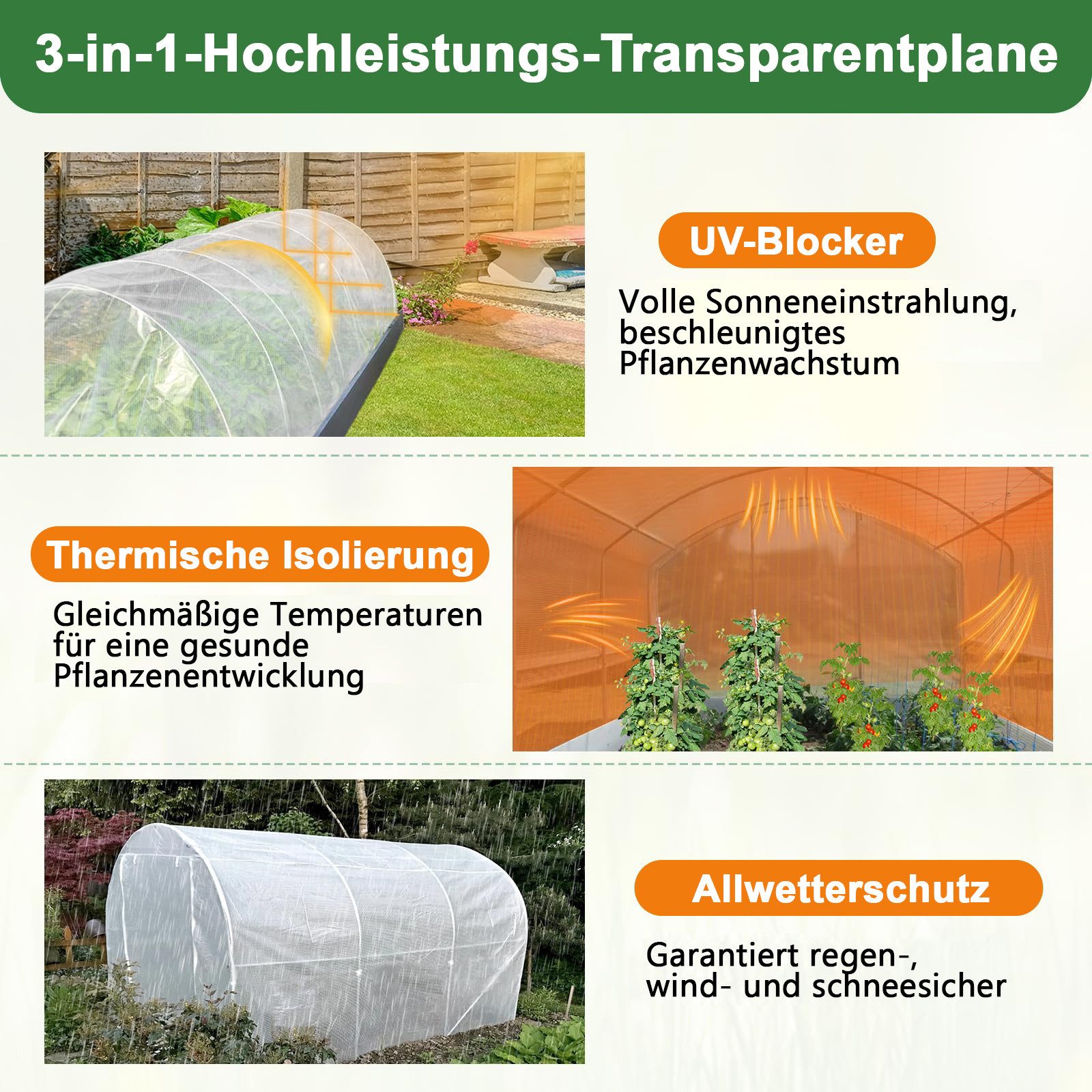 Rosnek Schutzplane Plane transparent mit Ösen wasserdicht wetterfest staubdicht, Regenschutz Balkon Abdeckplane für Garten Möbel Pflanzen