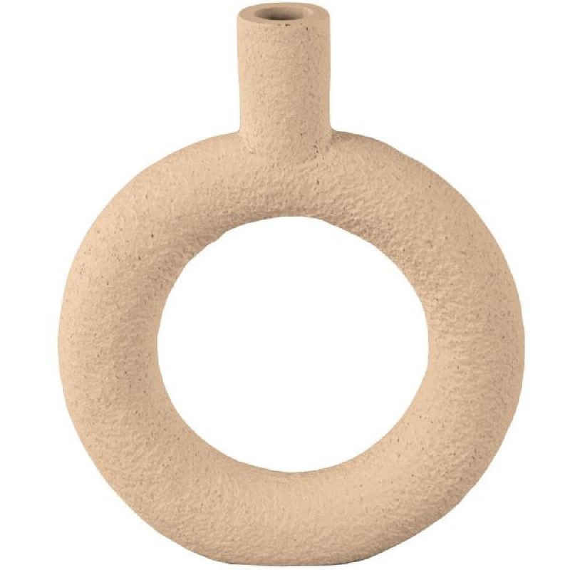 Present Time Skulptur Vase Ring Oval Round Polyresin Sand Brown (18x3,5x22,5cm)