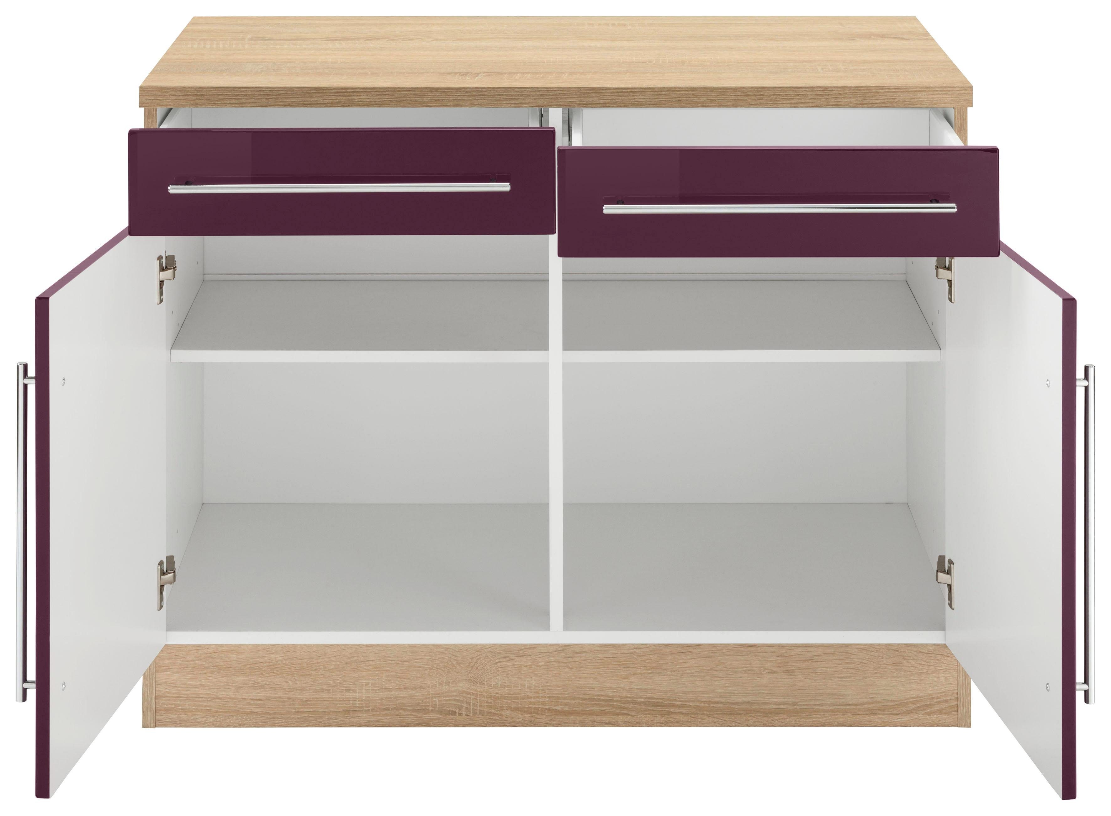 eichefarben sonoma MÖBEL Samos Unterschrank | cm aubergine sonoma 100 HELD Hochglanz/Eiche breit