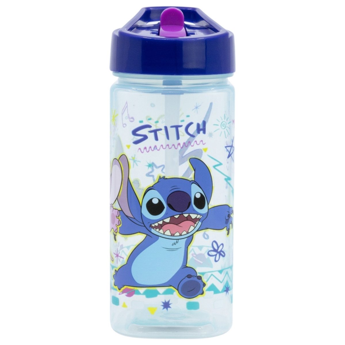 Storline Trinkflasche Disney Stitch für Kinder 510 ml mit praktischem Strohhalm