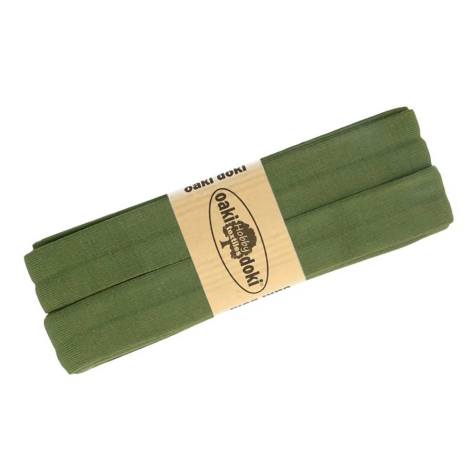 maDDma Stoff 3m Oaki Doki Tricot de Luxe Jersey-Schrägband, olivgrün