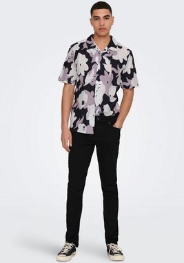 ONLY & SONS Kurzarmhemd ONSTREV REG CTN LIN AOP SS SHIRT NOOS