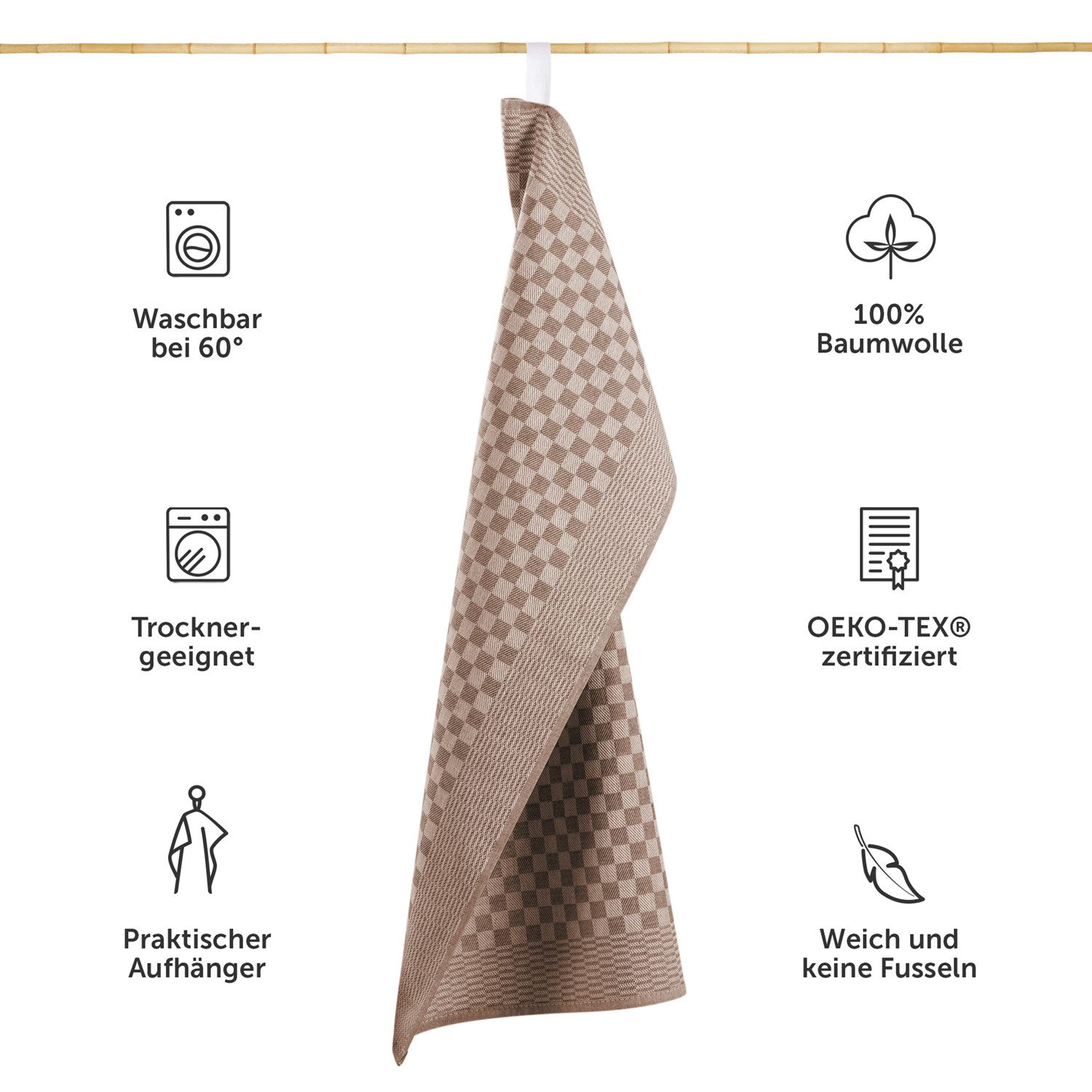 Blumtal Geschirrtuch Premium Geschirrhandtücher in 50 x 70 cm, (Set, 5-tlg., 5, 10 oder 20 Geschirrtücher), 100% Baumwolle, Oeko-TEX® Zertifiziert – Bild 3 von 5