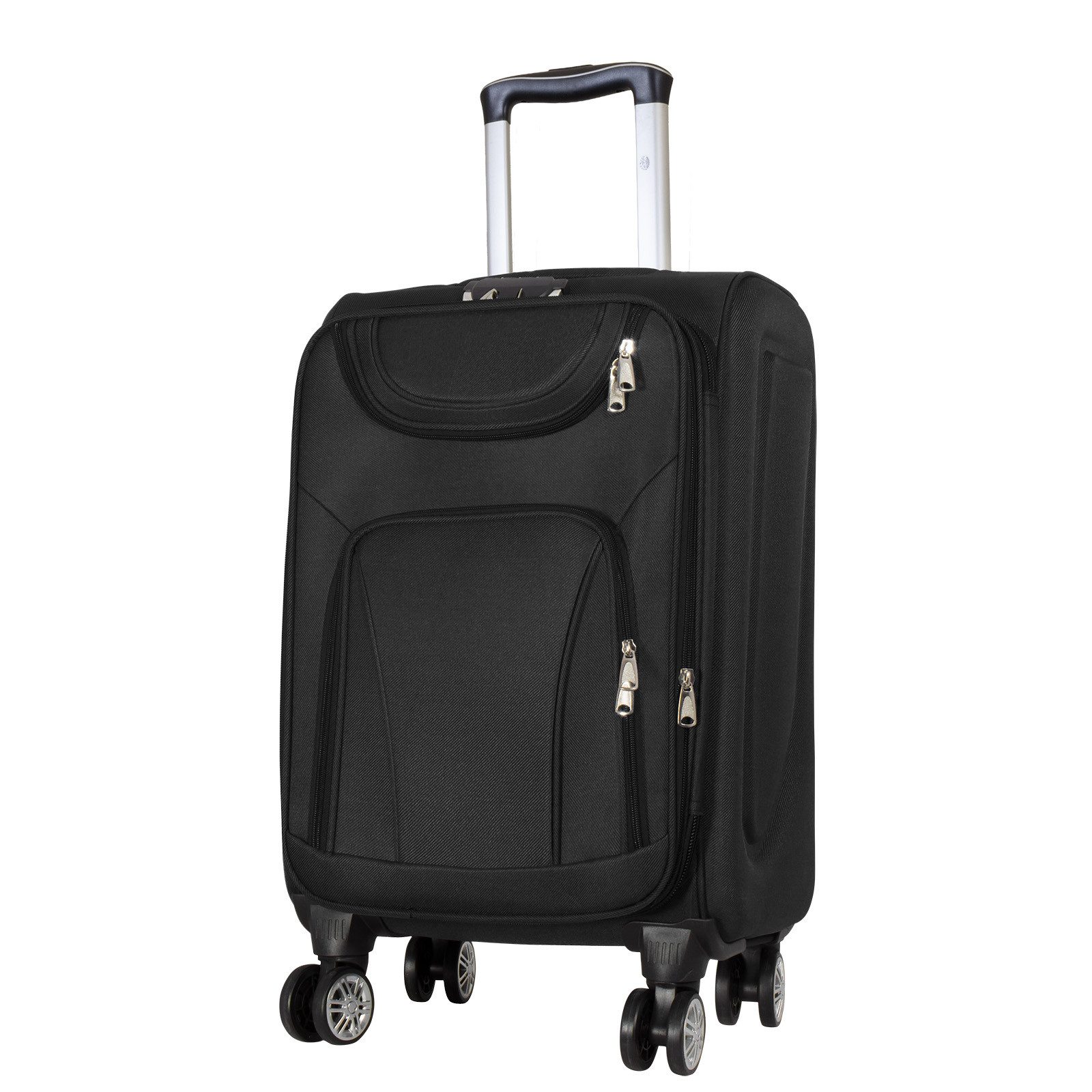 Trendyshop365 Weichgepäck-Trolley Maribor, 4 Größen, 4 Farben, 4 Rollen, Weichgepäck, Zwillingsrollen, Zahlenschloss, 2 Außentaschen, Dehnfalte