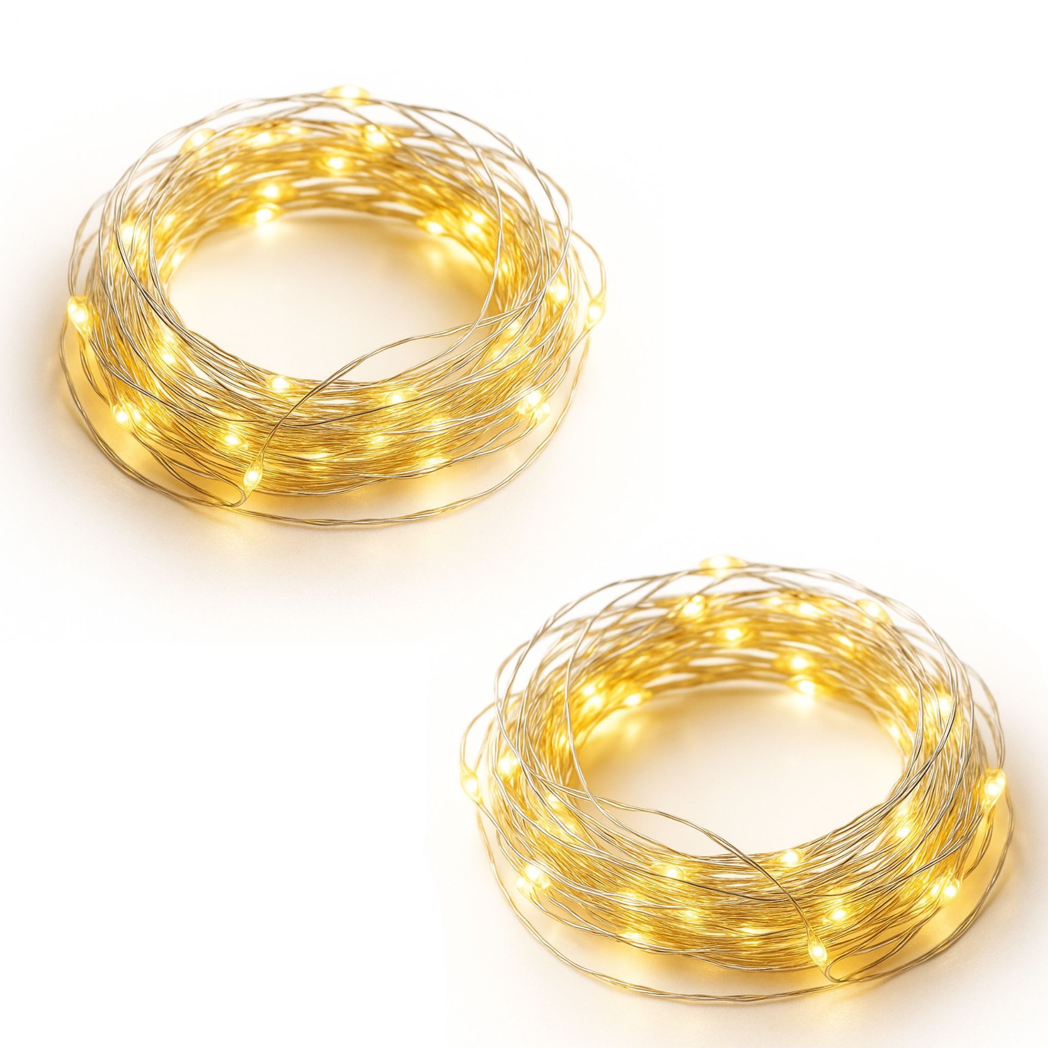matches21 HOME & HOBBY LED-Lichterkette Mini Lichterkette 5 m, 100 LED Timer Batterie warmweiß innen, 100-flammig, Micro Draht Beleuchtung Indoor Leuchtdeko