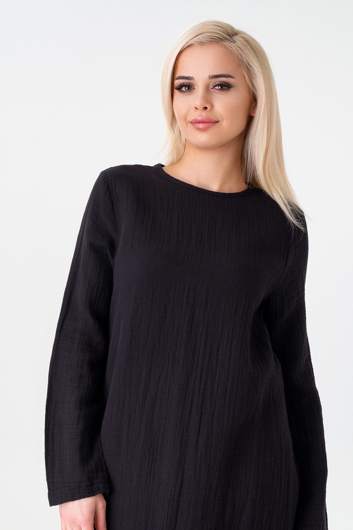 WENOR Longtunika Damen Musselin Longbluse Langarm mit Seitenschlitzen Modest Fashion extra langer Schnitt für bedeckte Looks – Bild 5 von 5