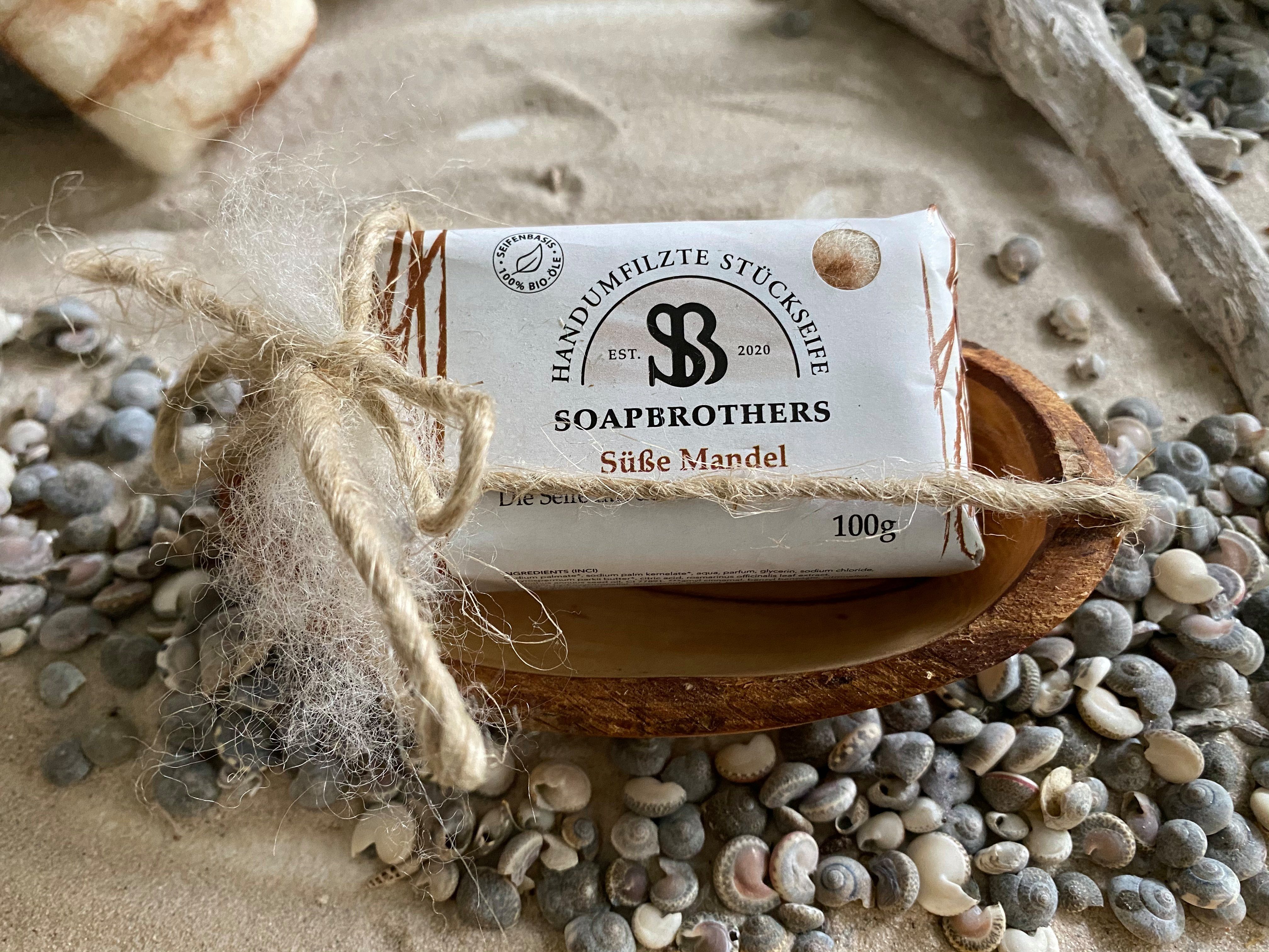Soapbrothers Seifen-Set Geschenk-Box Naturkosmetik und Olivenholzseifenschale 8 versch. Düfte, 2-tlg., Naturkosmetik