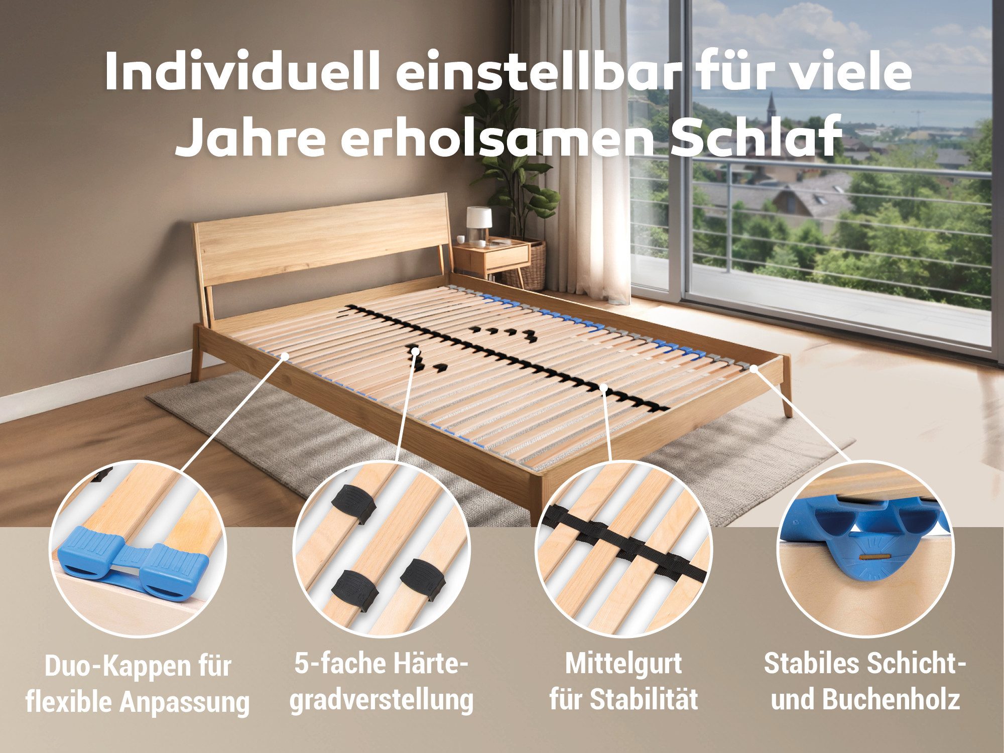 Lattenrost MaDeRa 7-Zonen-Lattenrost – 3 verschiedene Ausführungen, Selbstmontage, Betten-ABC, Kopfteil Nicht verstellbar, Fußteil Nicht verstellbar, Optimale A – Bild 5 von 5