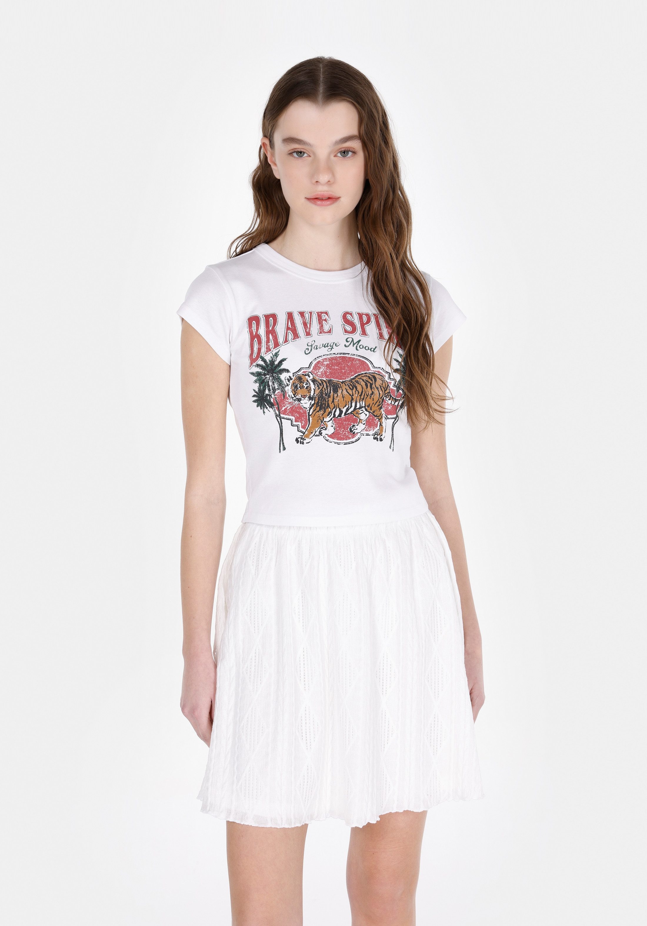 Colins T-Shirt Colins Slim Fit Rundhals bedrucktes Damen-Kurzarm-T-Shirt