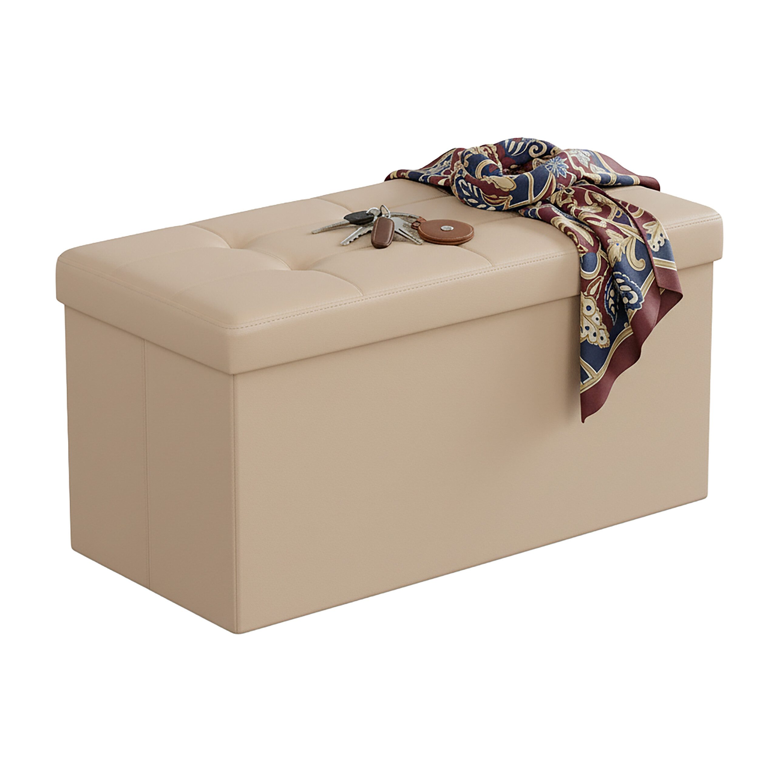 relaxdays Sitzbank Faltbare Sitzbank Kunstleder (1-St), Beige