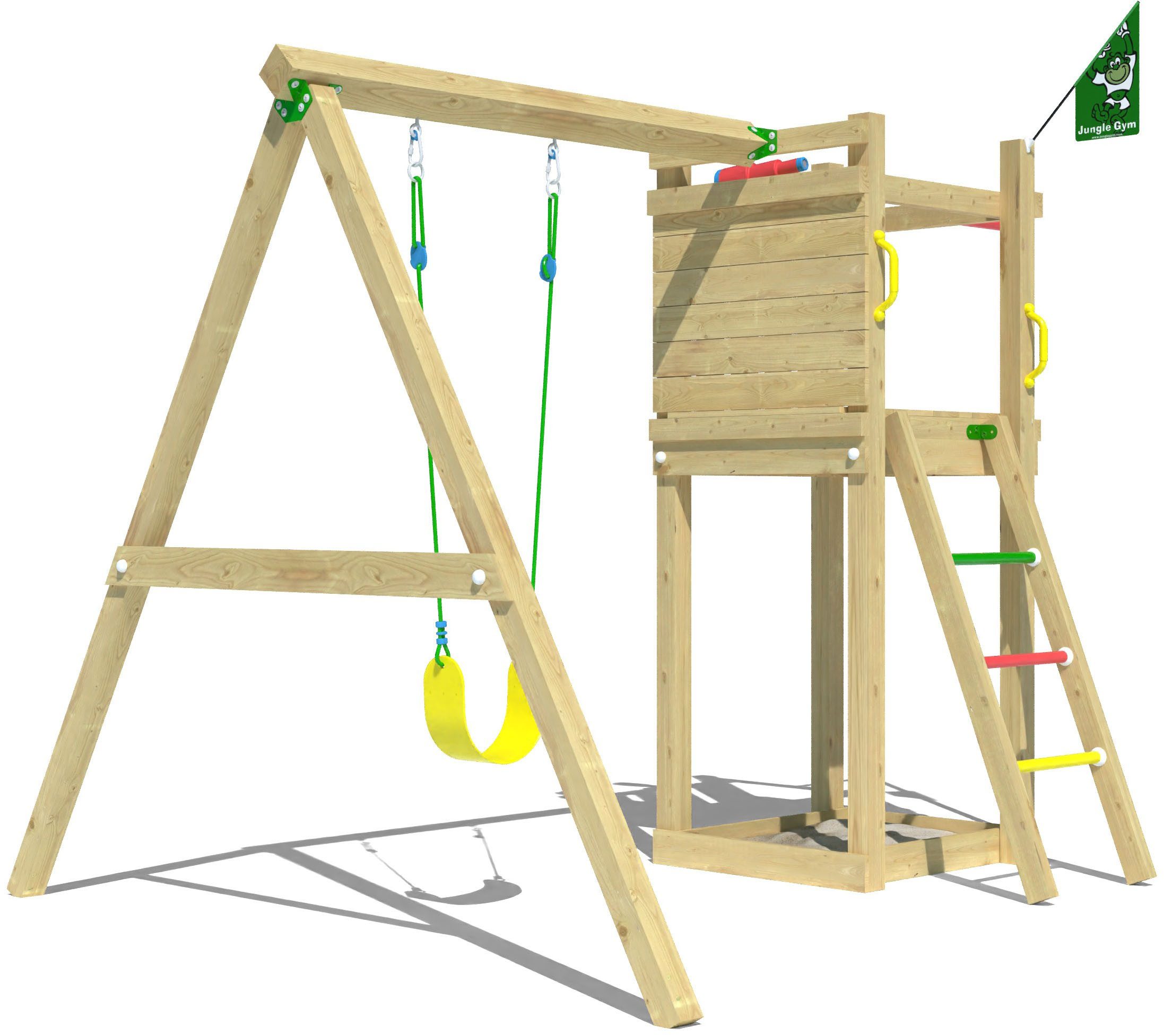 Jungle Gym Spielturm Perch, Spielanlage mit Schaukel und Rutschstange