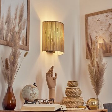 hofstein Wandleuchte »Arenabianca« Wandlampe im Boho-Design, Metall/Seegras, Schwarz/Natur, ohne Leuchtmittel, Wandspot m. rundem Schirm ausSeegras, Up&Down-Effekt an der Wand, E27