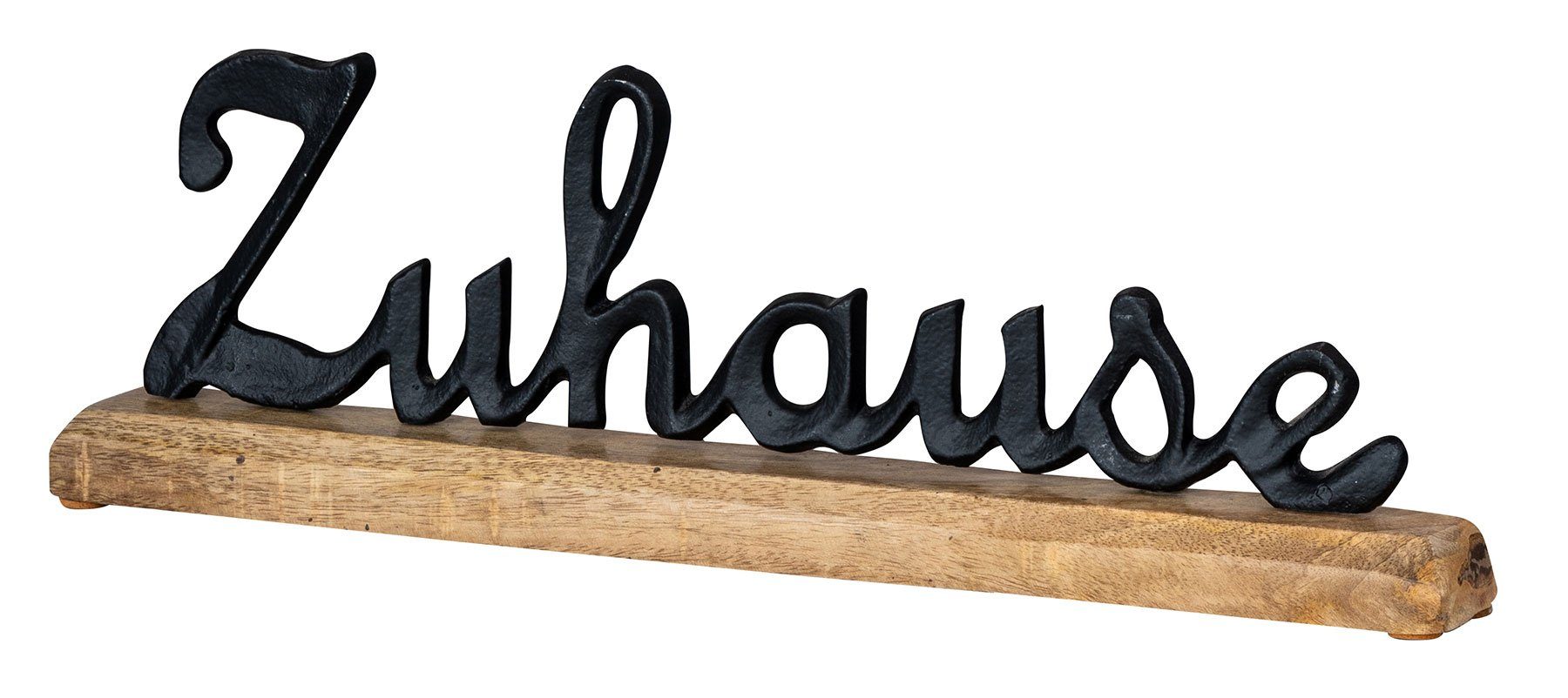 Levandeo® Deko-Schriftzug, Schriftzug Zuhause Mangoholz Metall Tischdeko