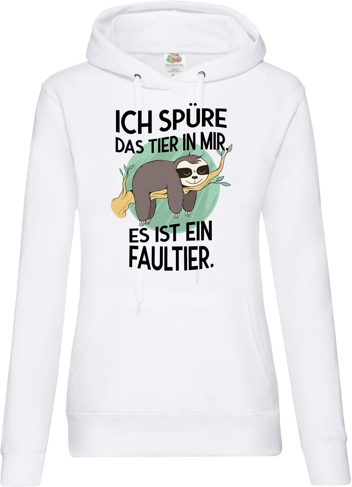 Kapuzenpullover Das Tier in mir Faultier Damen Hoodie Pullover