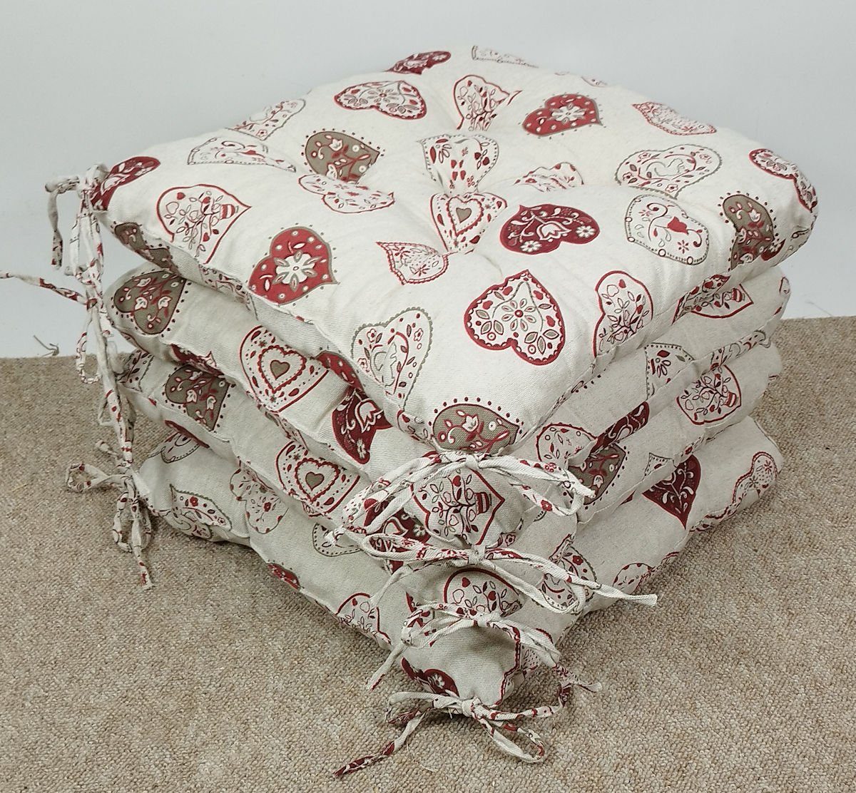 Rattani Sitzkissen Set 4x Stuhlkissen/Sitzkissen Klara 42 x 42 x 8 cm Stoff günstig online kaufen