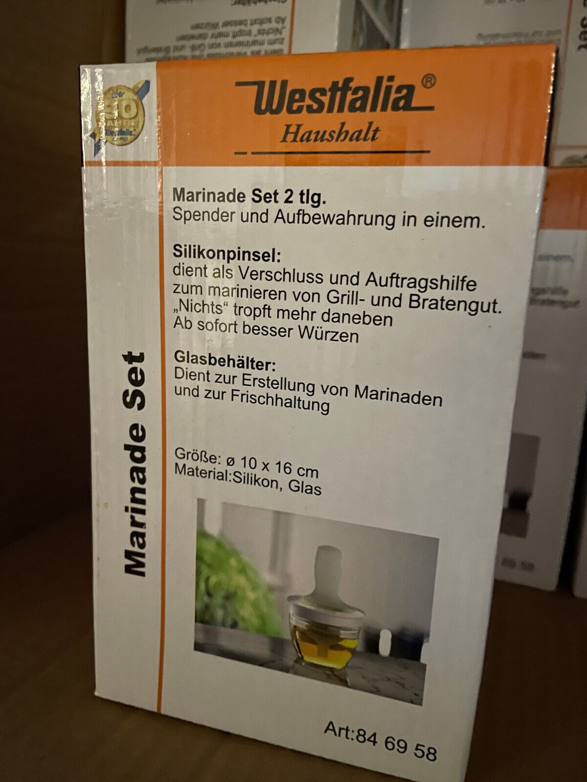 Westfalia Werkzeug Marinadenpinsel Marinade-Set mit Pinsel und Glasbehälter Grill Braten Marinieren, Silikon und Glas
