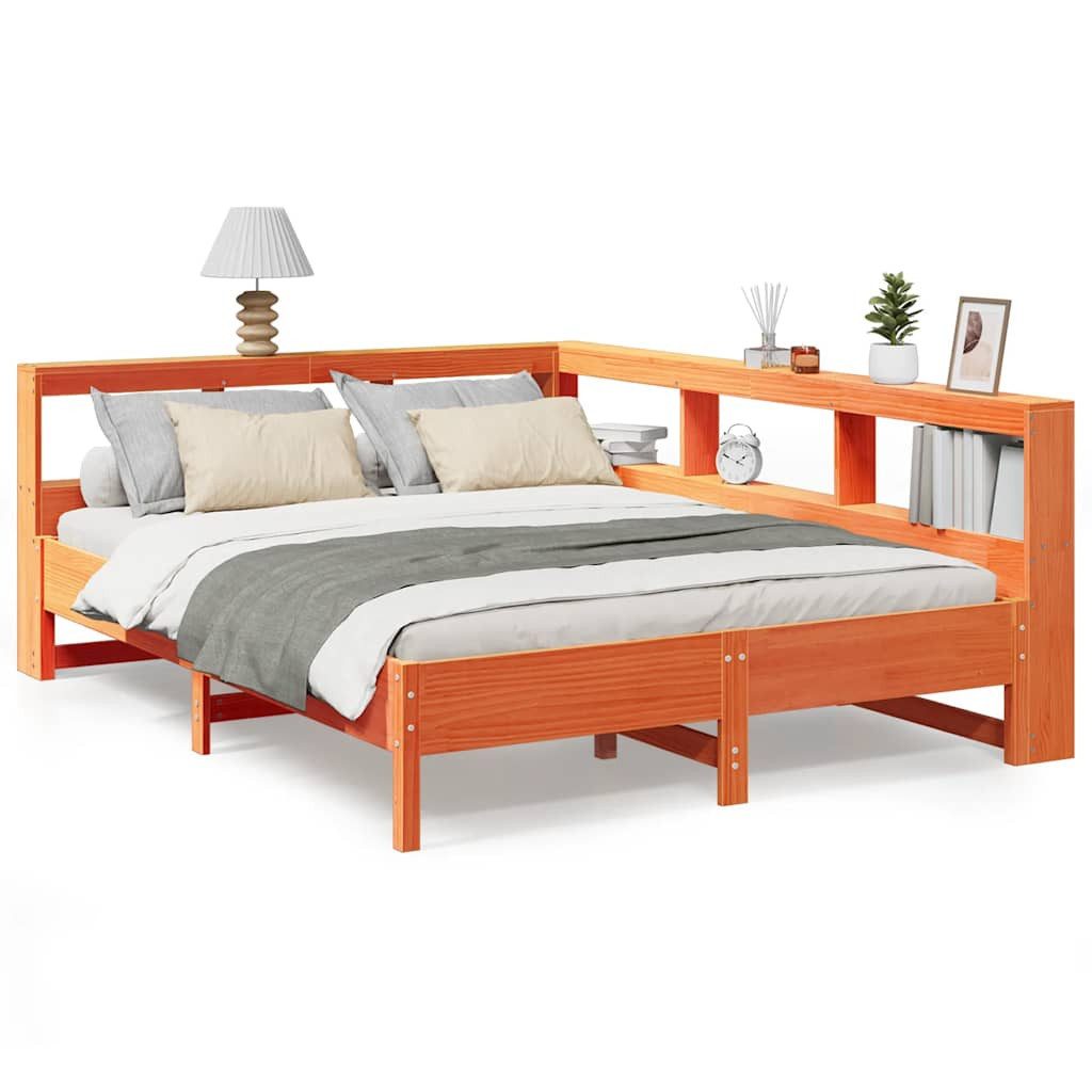 vidaXL Bett Massivholzbett mit Regal ohne günstig online kaufen