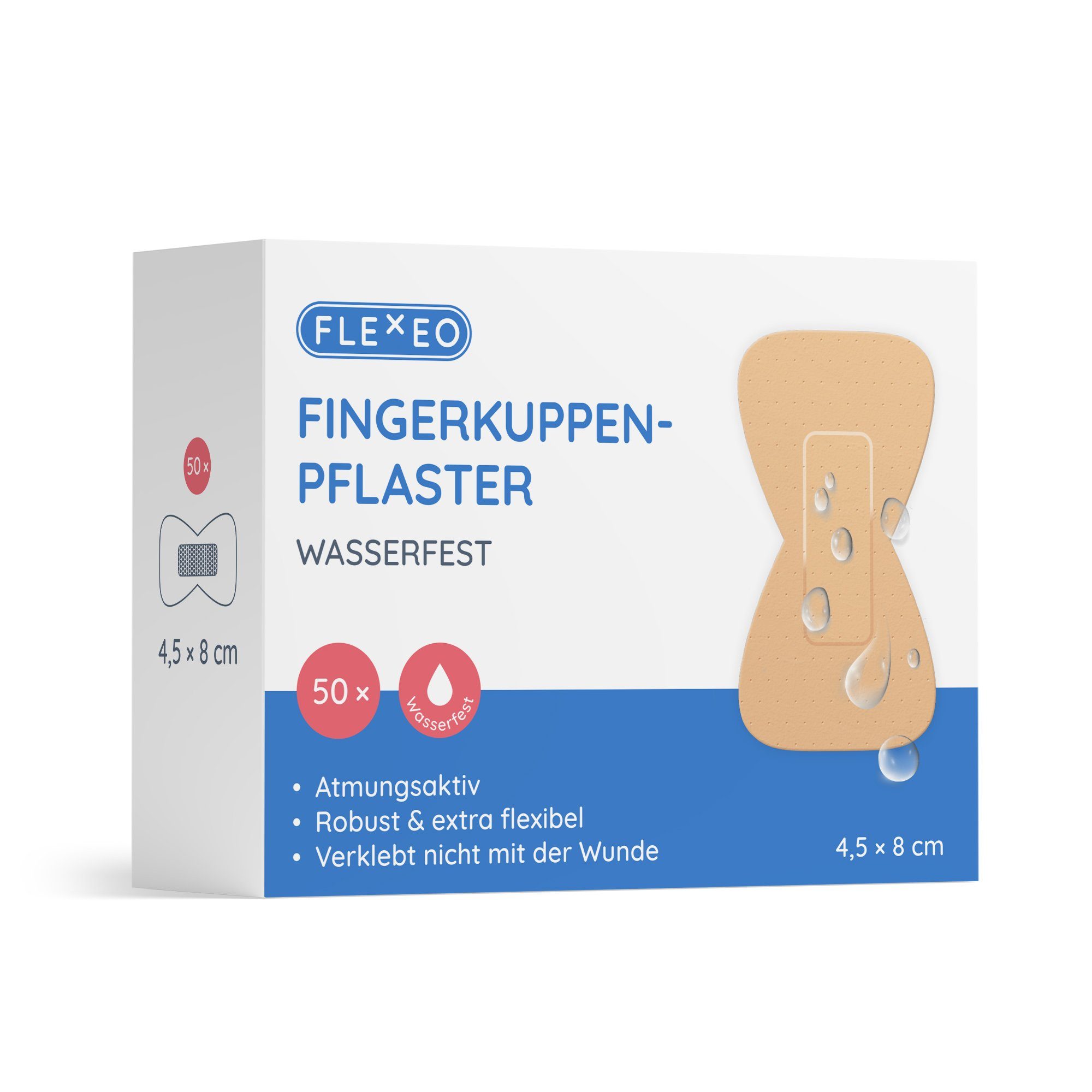 FLEXEO Wundpflaster Fingerkuppenpflaster (50 St), wasserfest beige, 4,5x8cm