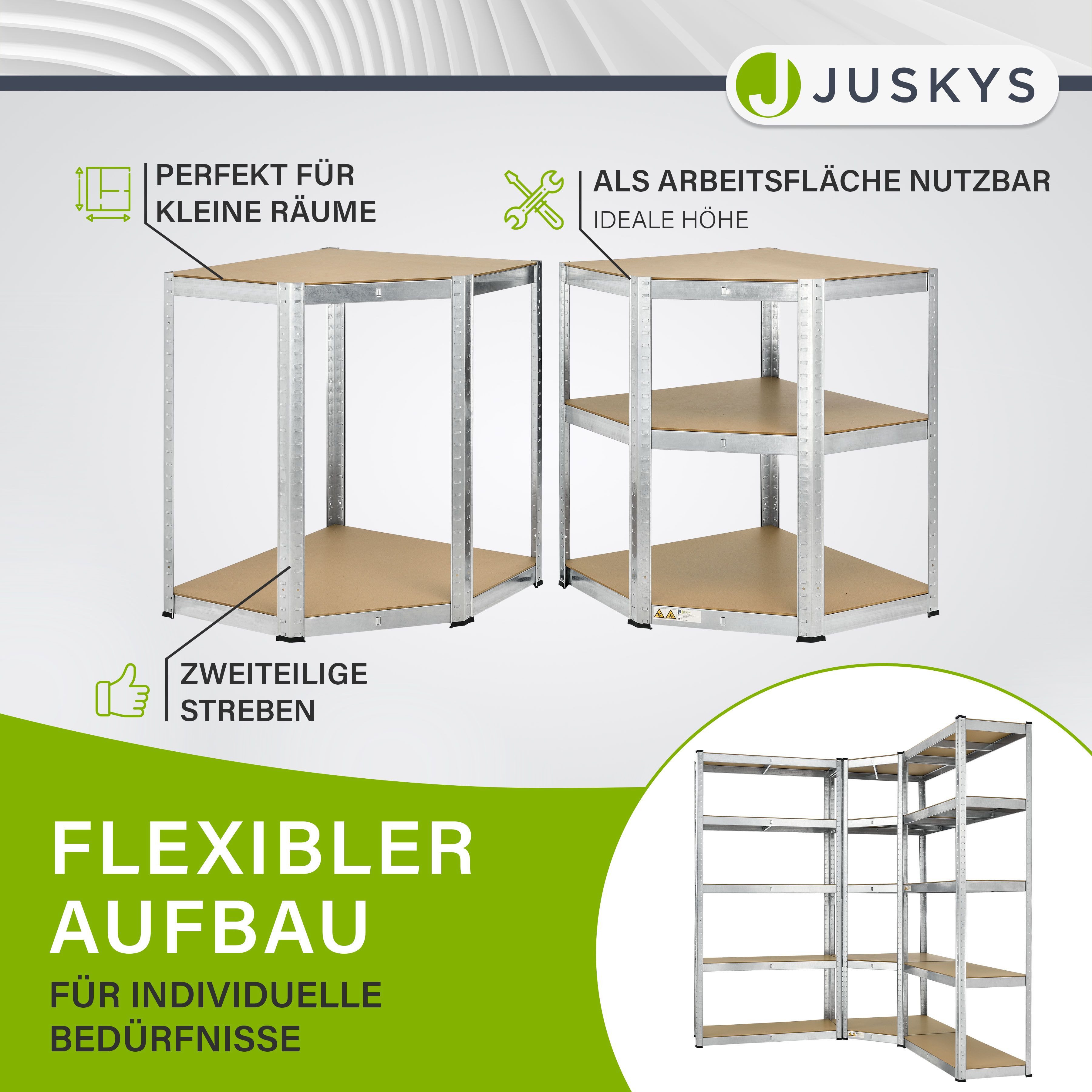 Juskys Schwerlastregal 3er Regalsystem, Kunststofffüße gegen Kratzer, flexibel aufbaubar