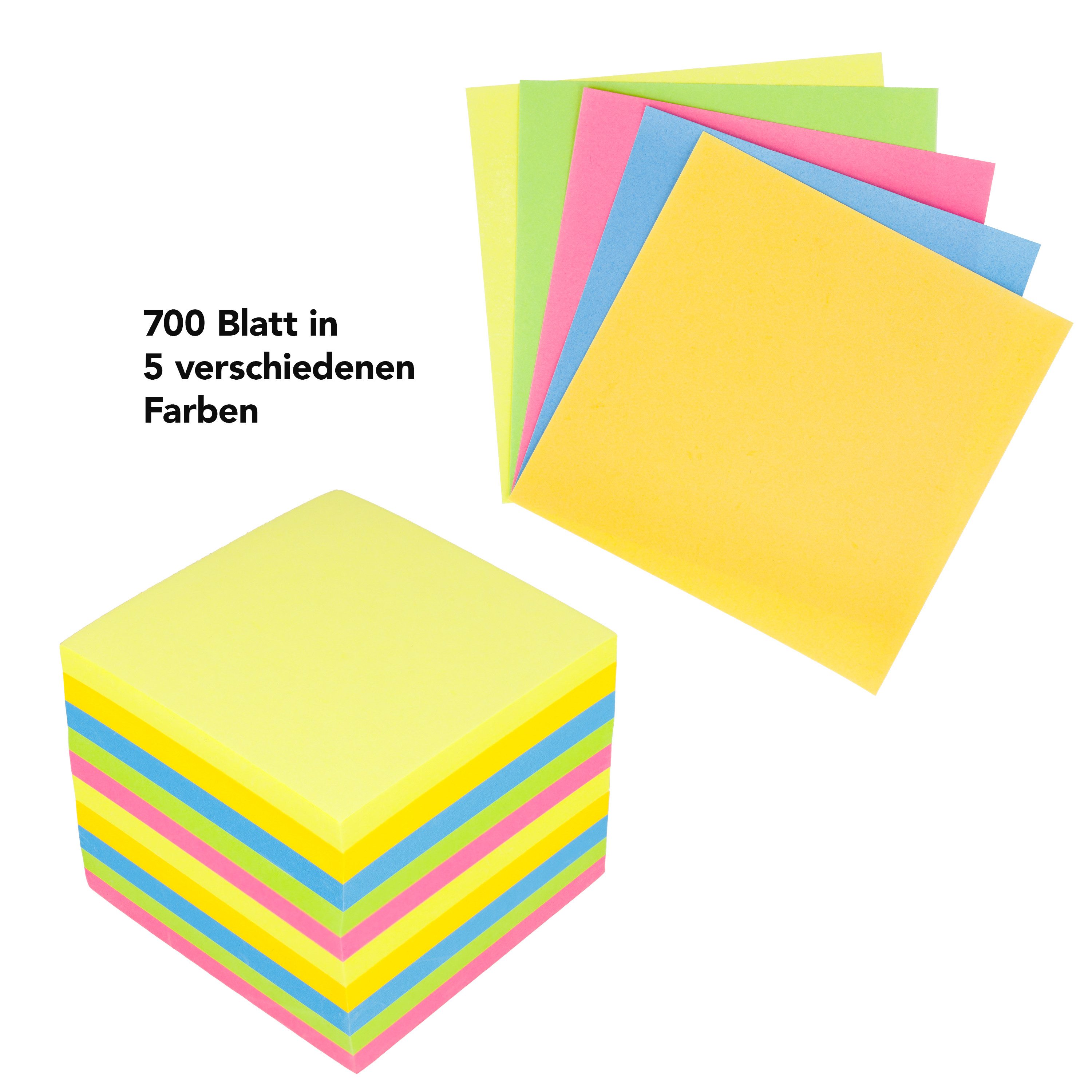 WESTCOTT Notizzettel Notizblock bunt 700 Blatt (2er-Set), Zettelblock geleimt mit 9 x 9 cm, FSC-zertifiziertes Papier 80g/m²