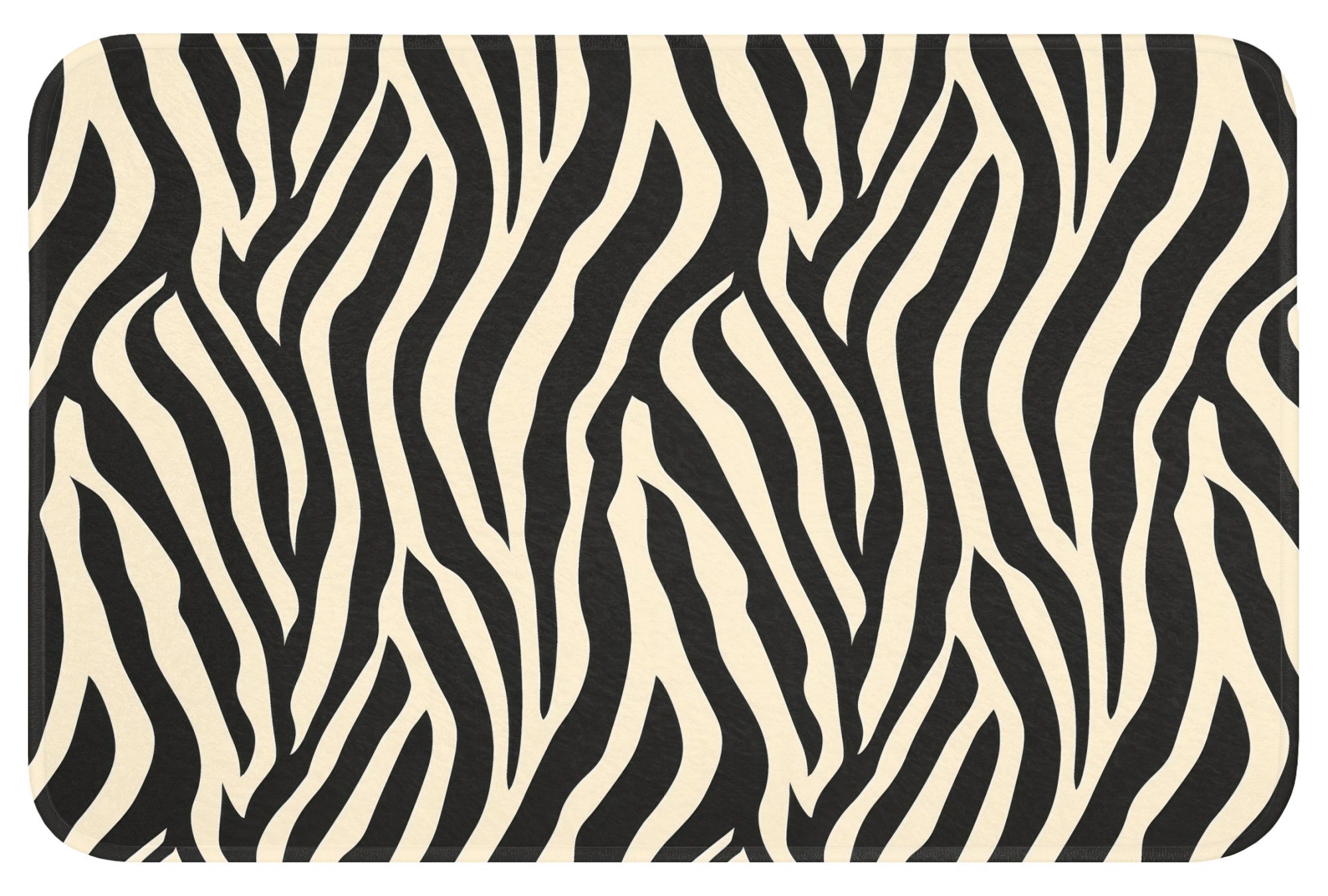 OnlyWow Badematte Zebra - Druck - Klassisch - Schwarz, Höhe 10 mm, Polyester, Rechteckig, Badezimmerteppich, Badteppich, Rutschfest, Badvorleger, Waschbar