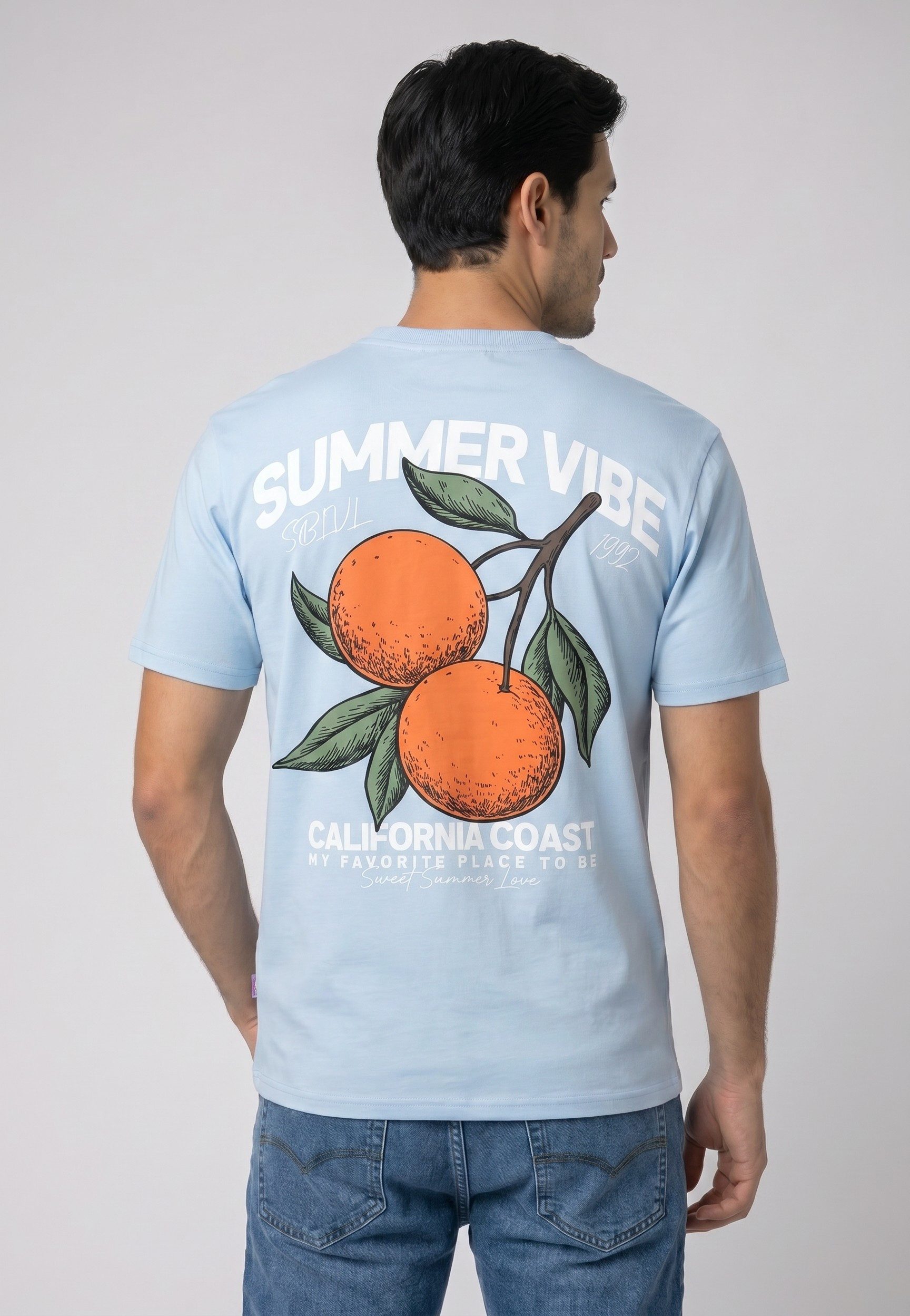SUBLEVEL T-Shirt Herren T-Shirt Relaxed Fit mit fruchtigen Prints Baumwollshirt, Prints auf Vorder- und Rückseite