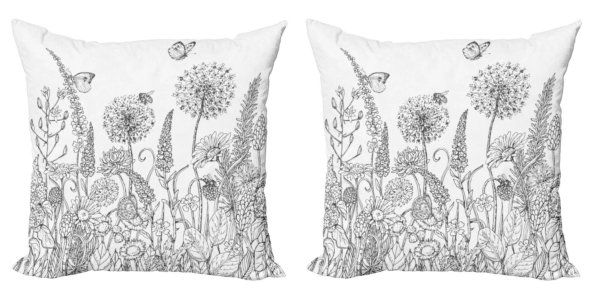 Kissenbezüge Modern Accent Doppelseitiger Digitaldruck, Abakuhaus (2 Stück), Blumen Blumen-Garten-Landschaft