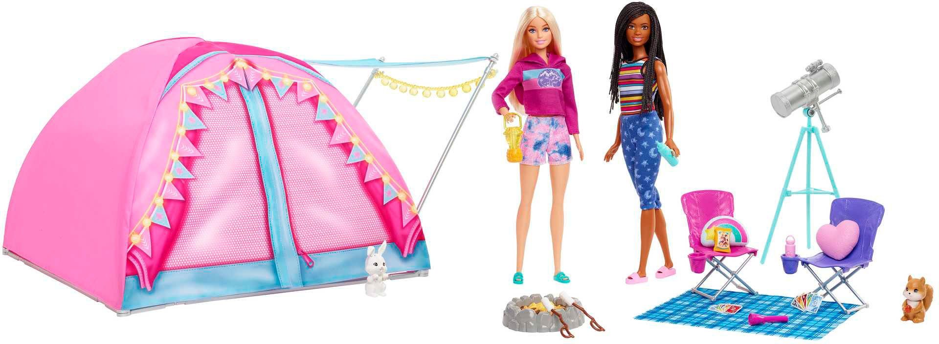 Barbie Puppen Accessoires-Set »Abenteuer zu zweit, Camping Zelt«, mit 2  Puppen & Zubehör