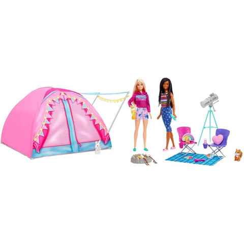 Barbie Puppen Accessoires-Set Abenteuer zu zweit, Camping Zelt, mit 2 Puppen & Zubehör