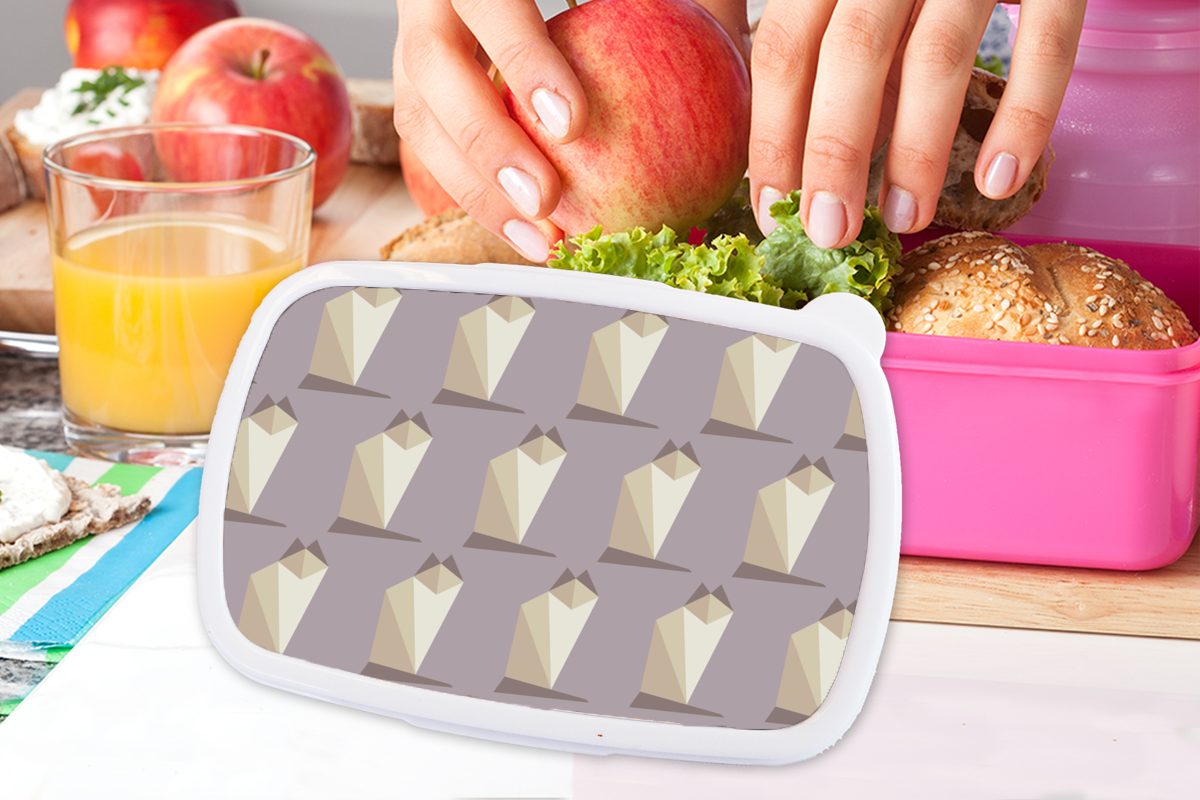 Kinder, Brotdose Mädchen, rosa Snackbox, (2-tlg), Erwachsene, Muster, Kunststoff, Brotbox Katze Kunststoff für - MuchoWow Origami - Lunchbox