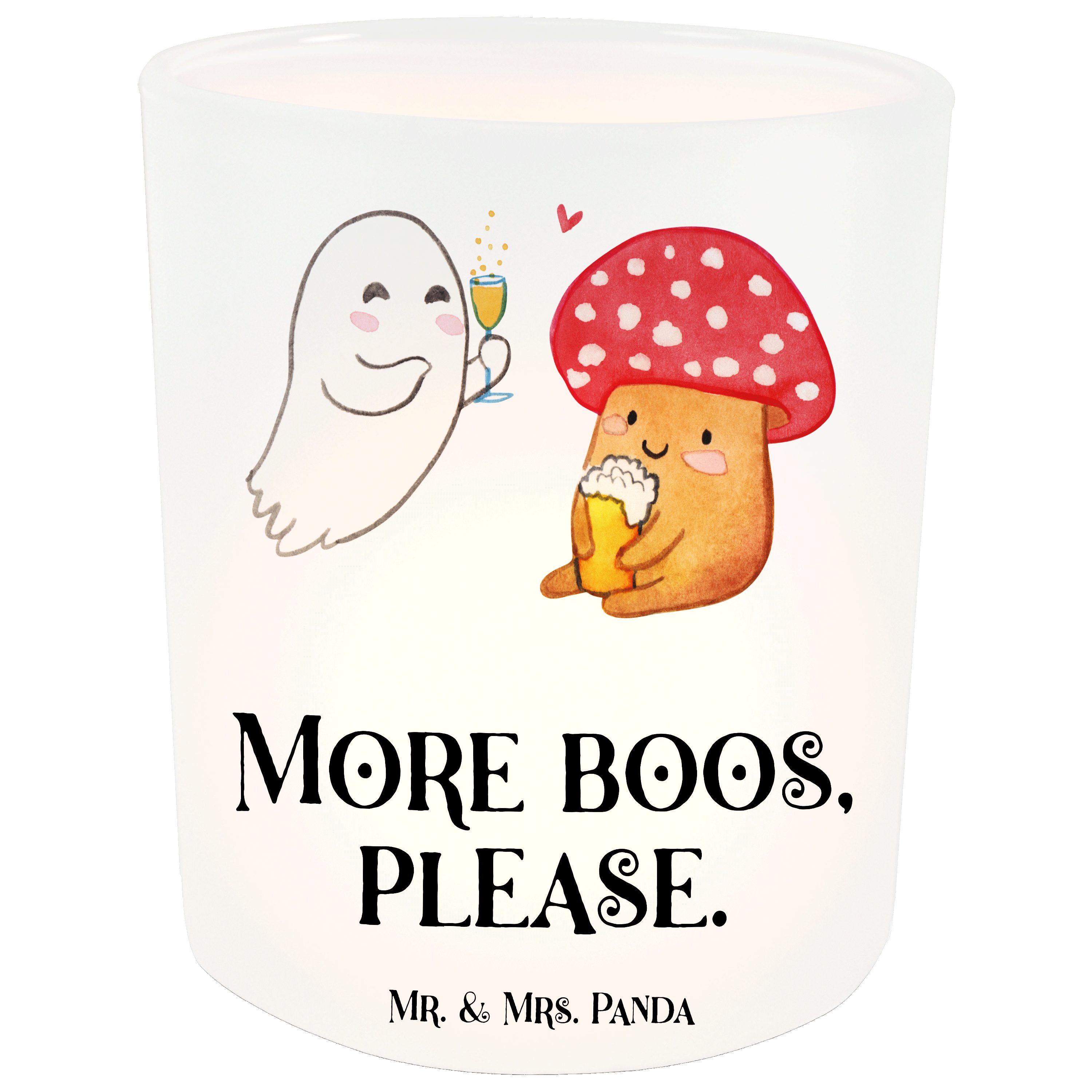 Mr. & Mrs. Panda Windlicht Gespenst Prost - Transparent - Geschenk, Teelichter, Windlicht Glas (1 St)
