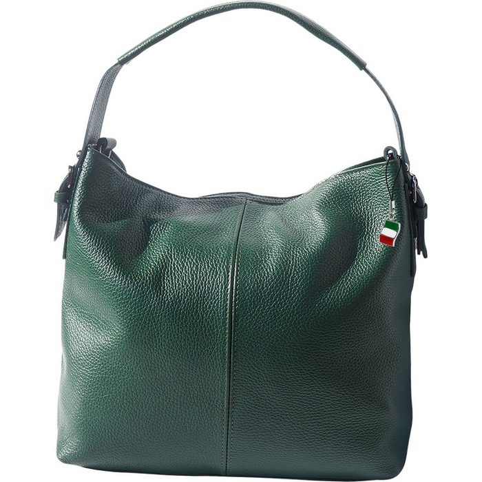 FLORENCE Shopper Florence legere Echtleder Hobo Bag Damen Damen Tasche aus Echtleder in grün ca. 34cm Breite Made-In Italy